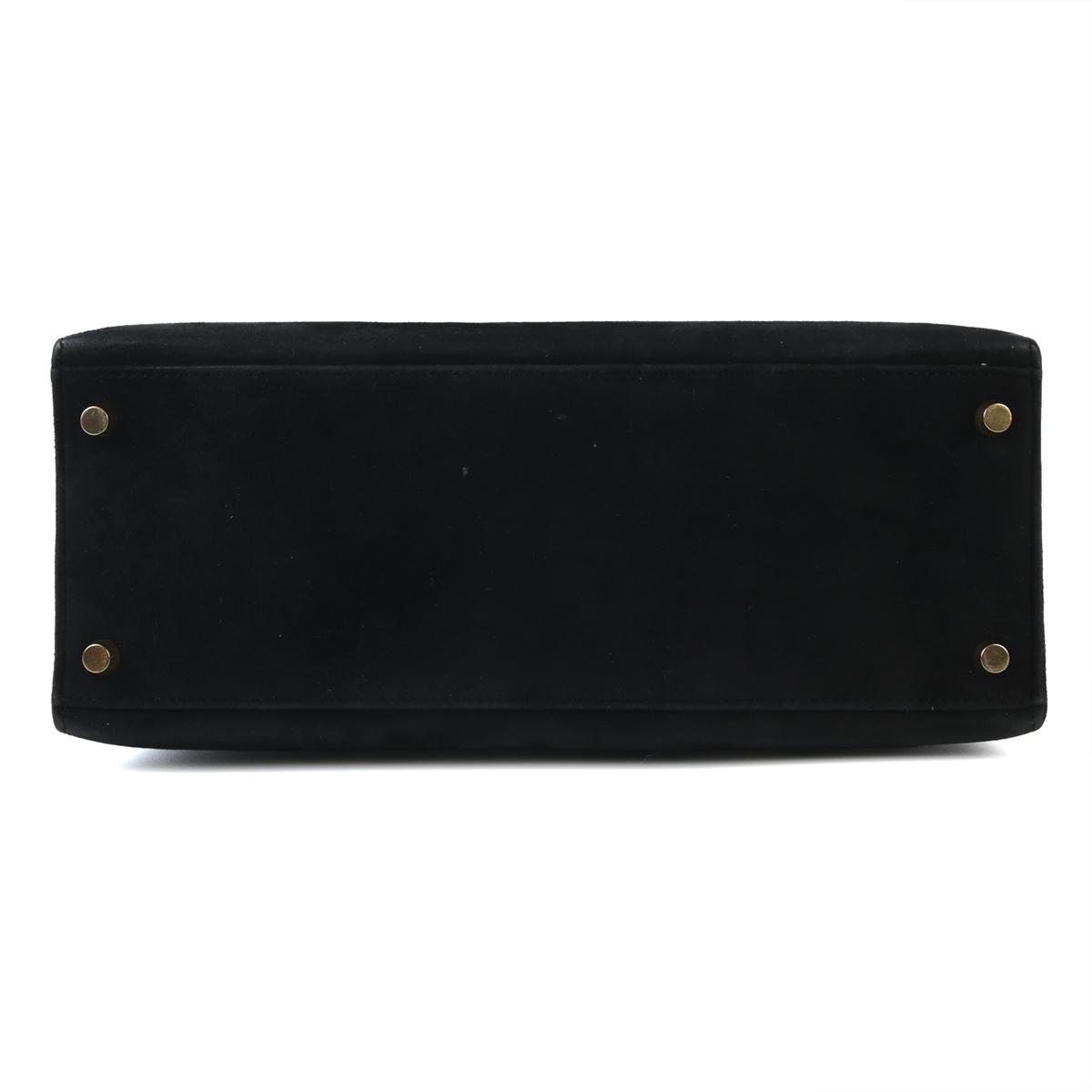 Good ( Rank AB) HERMÈS Kelly 28 Sellier Black (89) Doblis Suede Gold hardware - 8