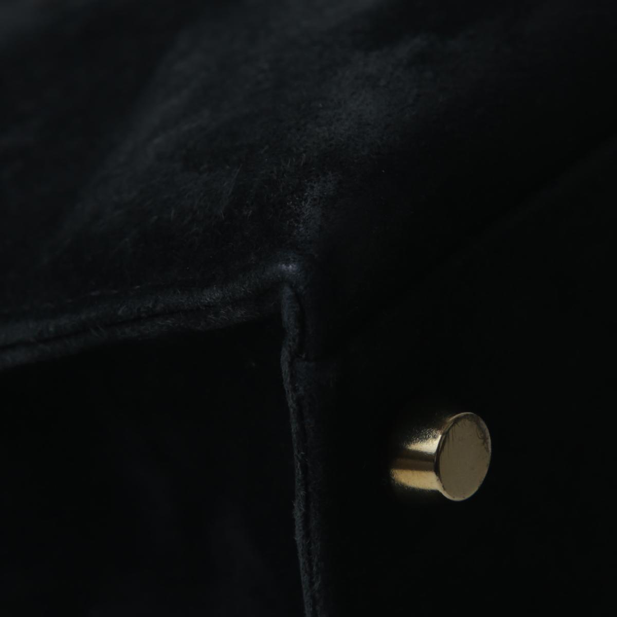 Good ( Rank AB) HERMÈS Kelly 28 Sellier Black (89) Doblis Suede Gold hardware - 9
