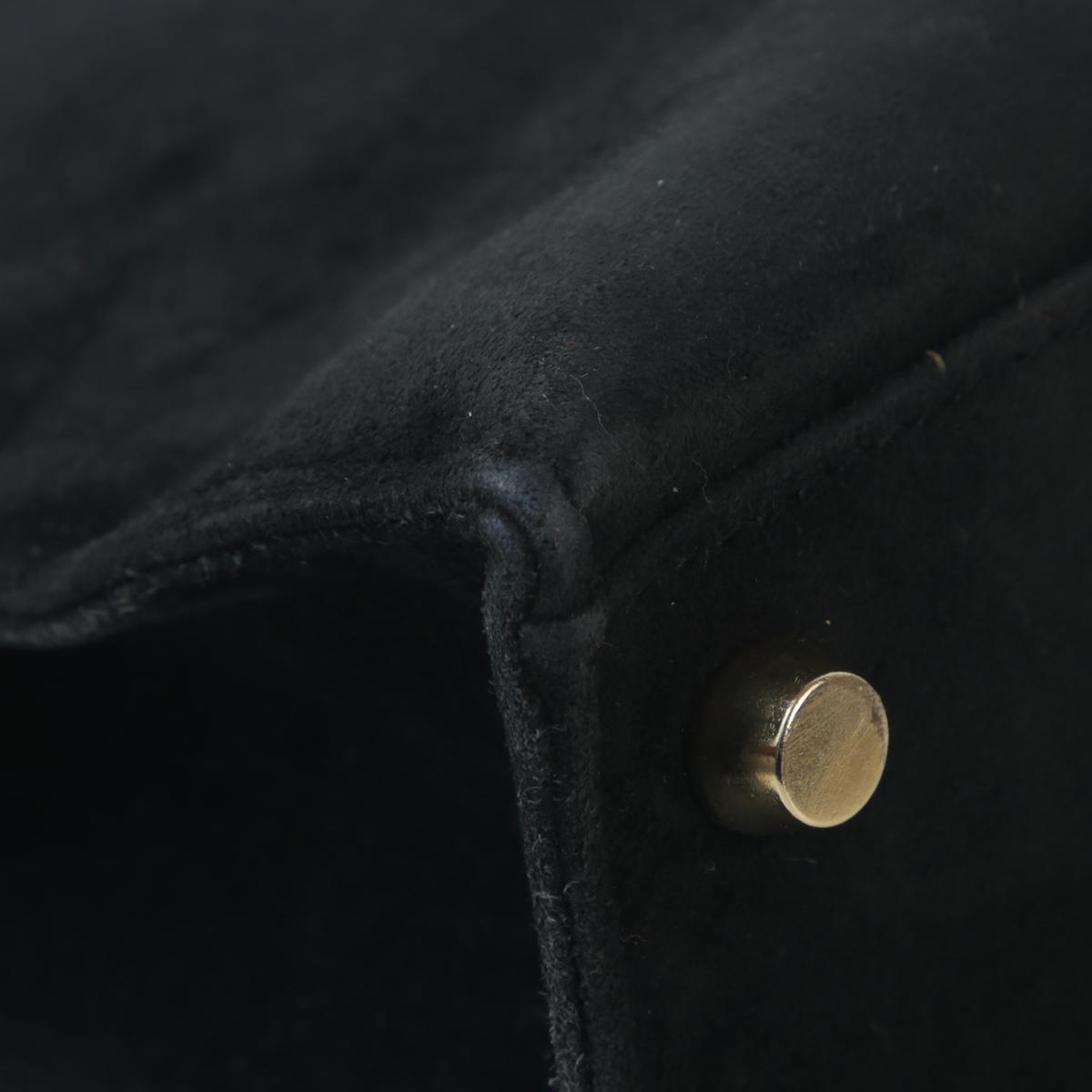 Good ( Rank AB) HERMÈS Kelly 28 Sellier Black (89) Doblis Suede Gold hardware - 11