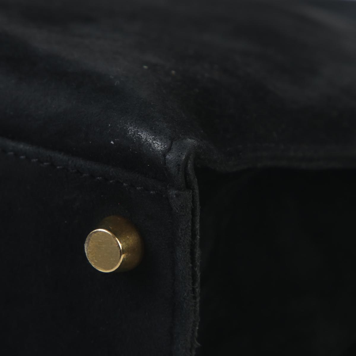 Good ( Rank AB) HERMÈS Kelly 28 Sellier Black (89) Doblis Suede Gold hardware - 12