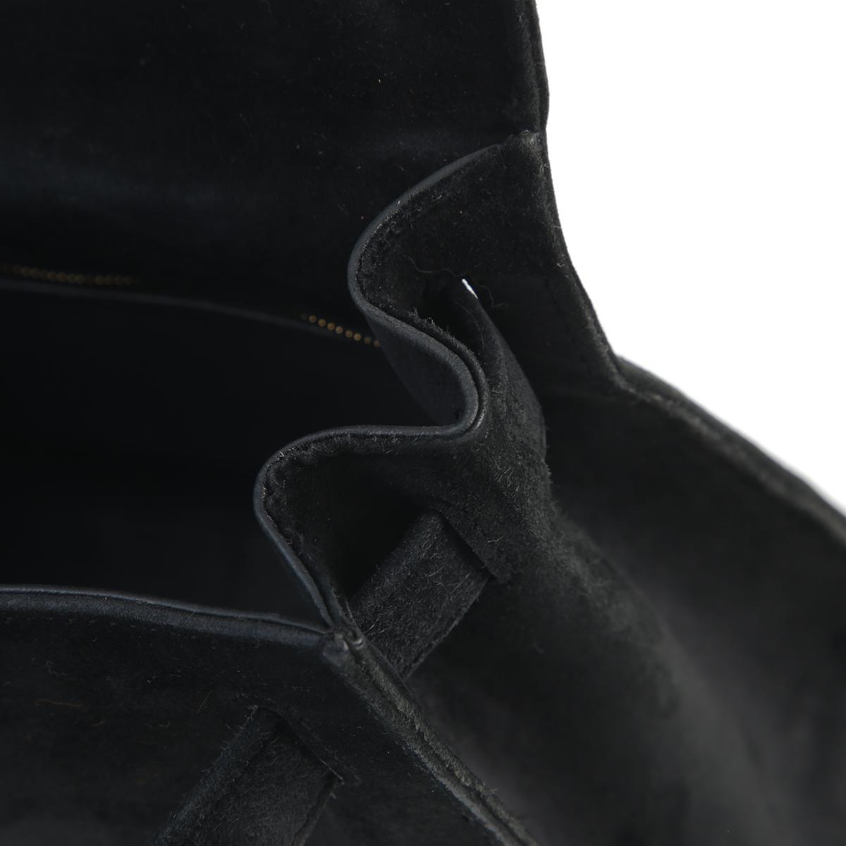 Good ( Rank AB) HERMÈS Kelly 28 Sellier Black (89) Doblis Suede Gold hardware - 15