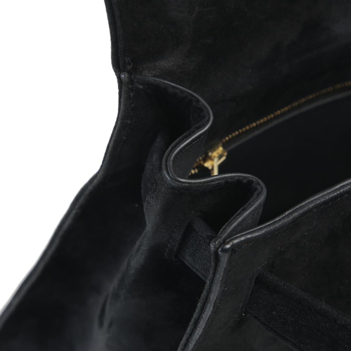 Good ( Rank AB) HERMÈS Kelly 28 Sellier Black (89) Doblis Suede Gold hardware - 16