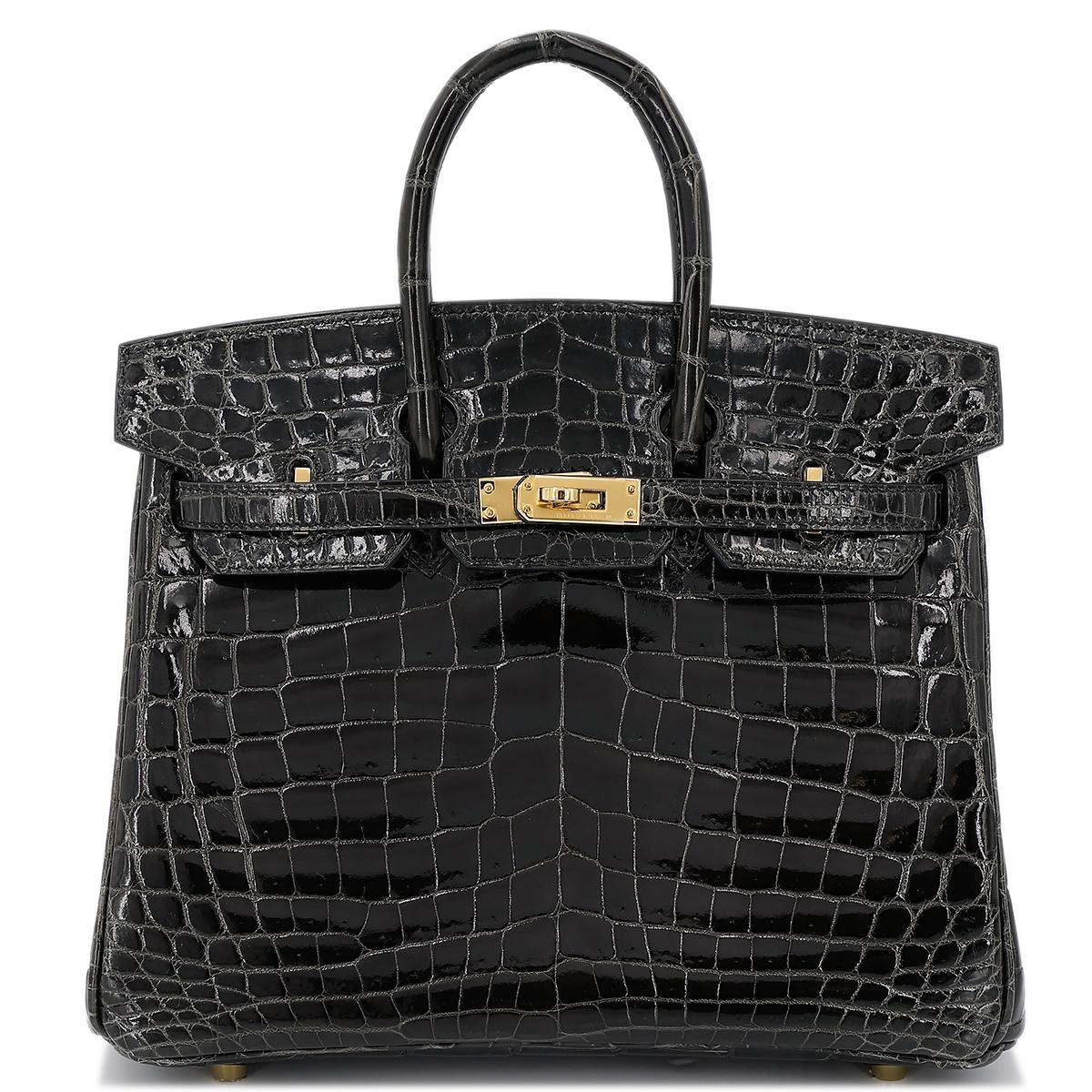 Excellent ( Rank SA ) HERMÈS Birkin 25 Graphite (88) Niloticus Crocodile Gold hardware D (2019) - 1