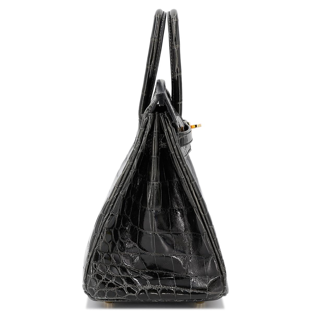 Excellent ( Rank SA ) HERMÈS Birkin 25 Graphite (88) Niloticus Crocodile Gold hardware D (2019) - 5