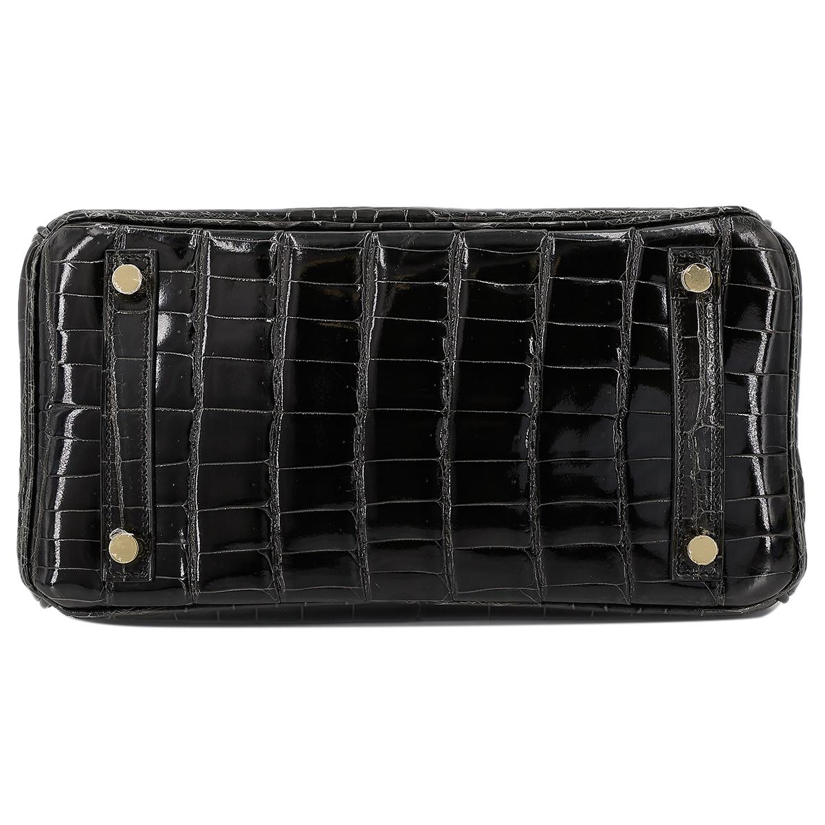 Excellent ( Rank SA ) HERMÈS Birkin 25 Graphite (88) Niloticus Crocodile Gold hardware D (2019) - 7
