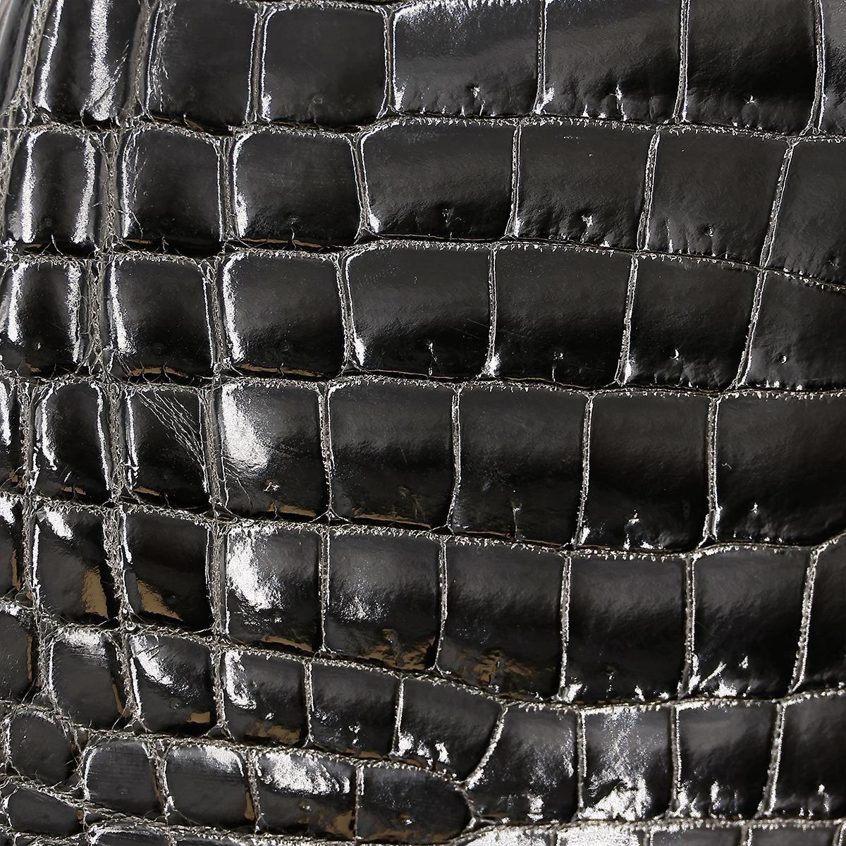 Excellent ( Rank SA ) HERMÈS Birkin 25 Graphite (88) Niloticus Crocodile Gold hardware D (2019) - 17