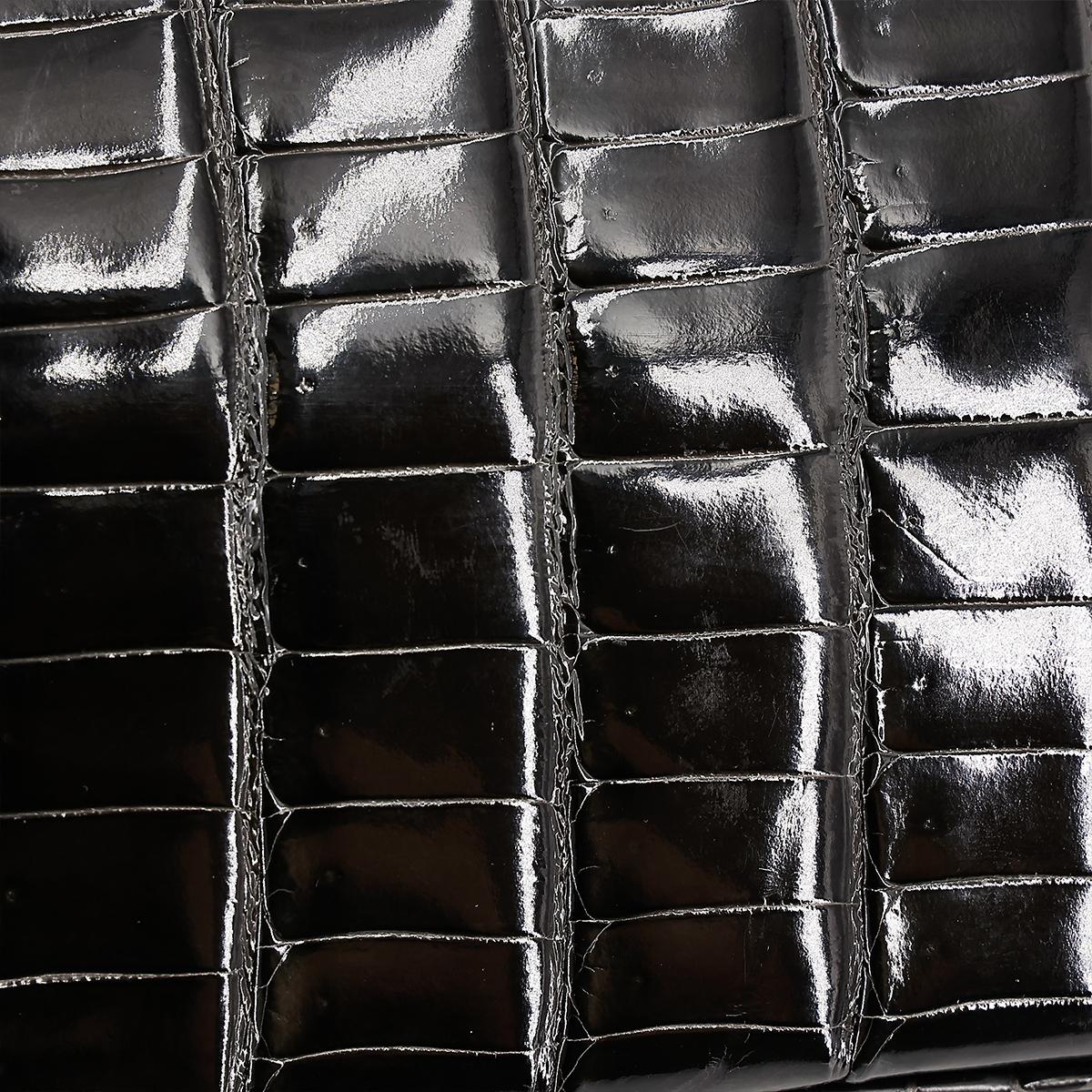 Excellent ( Rank SA ) HERMÈS Birkin 25 Graphite (88) Niloticus Crocodile Gold hardware D (2019) - 16
