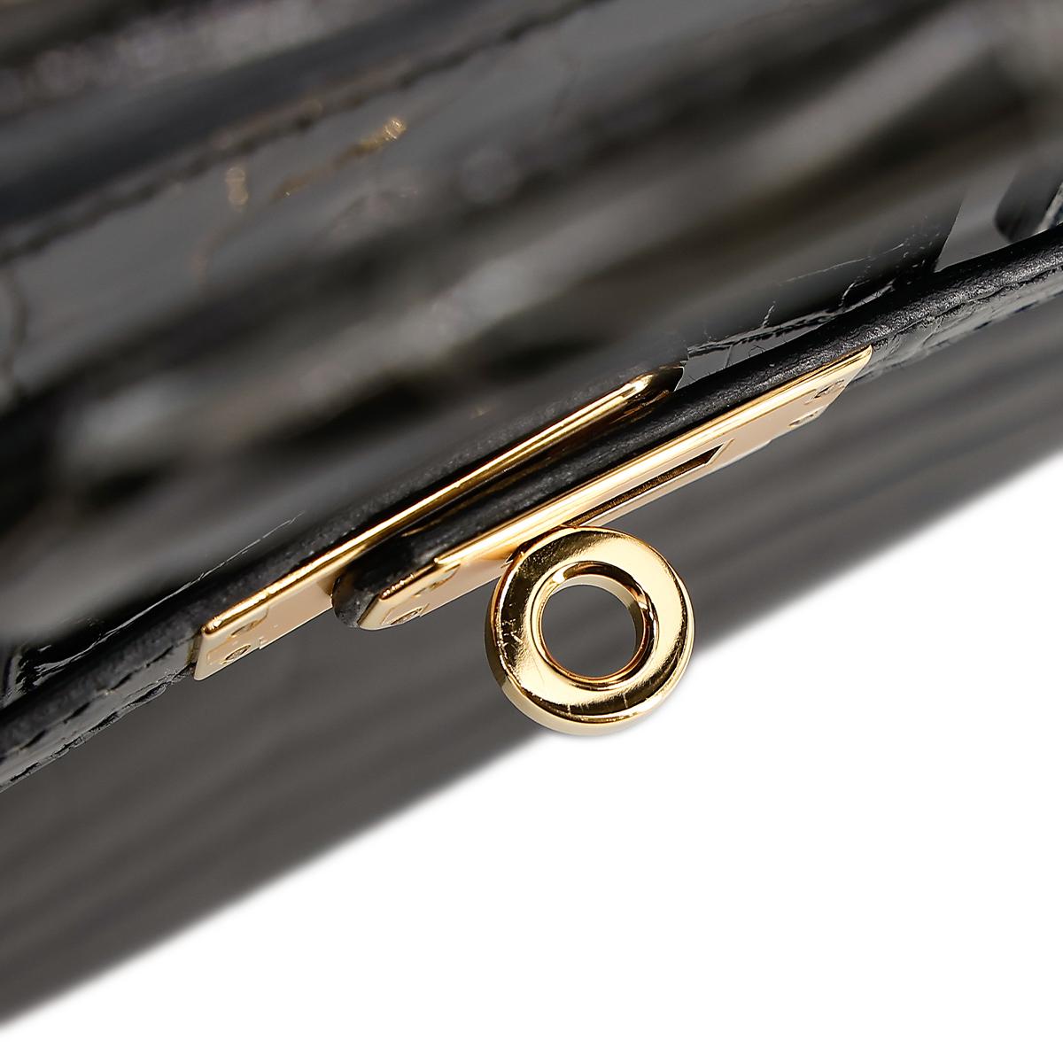 Excellent ( Rank SA ) HERMÈS Birkin 25 Graphite (88) Niloticus Crocodile Gold hardware D (2019) - 13