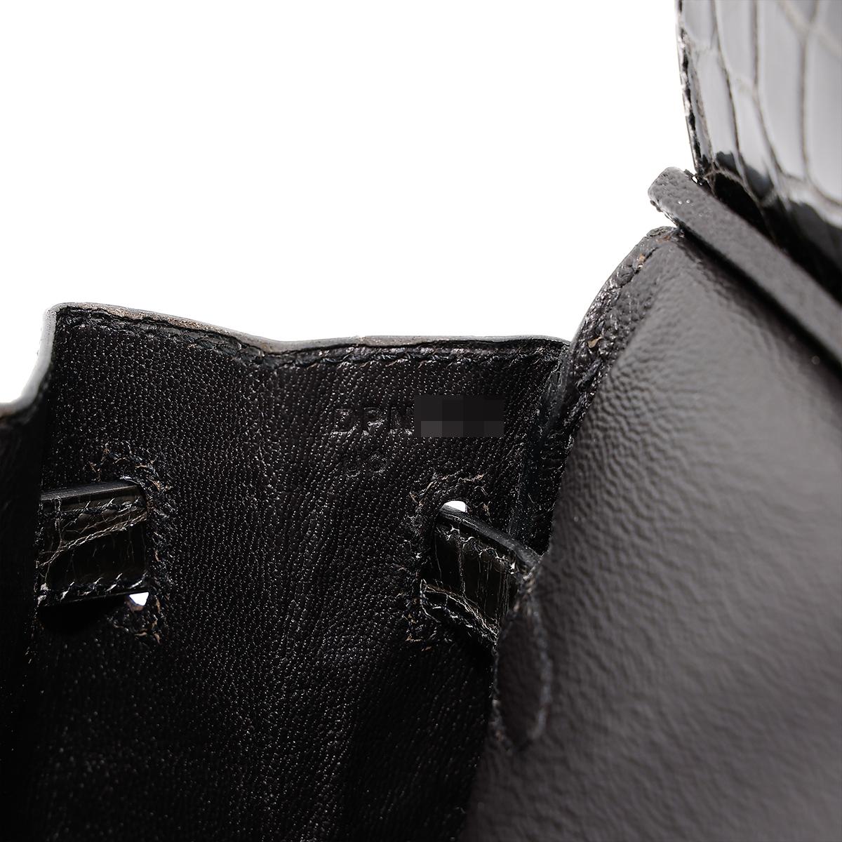 Excellent ( Rank SA ) HERMÈS Birkin 25 Graphite (88) Niloticus Crocodile Gold hardware D (2019) - 23