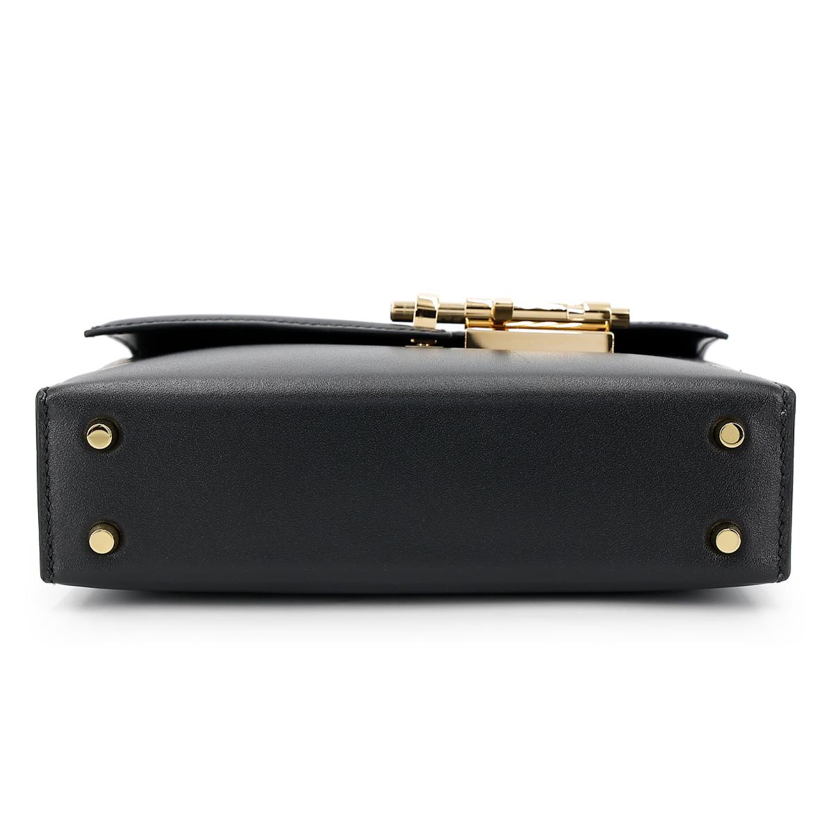 Very Good ( Rank A) HERMÈS Verrou Mini Black (89) Tadelakt Permabrass hardware Z (2021) - 7