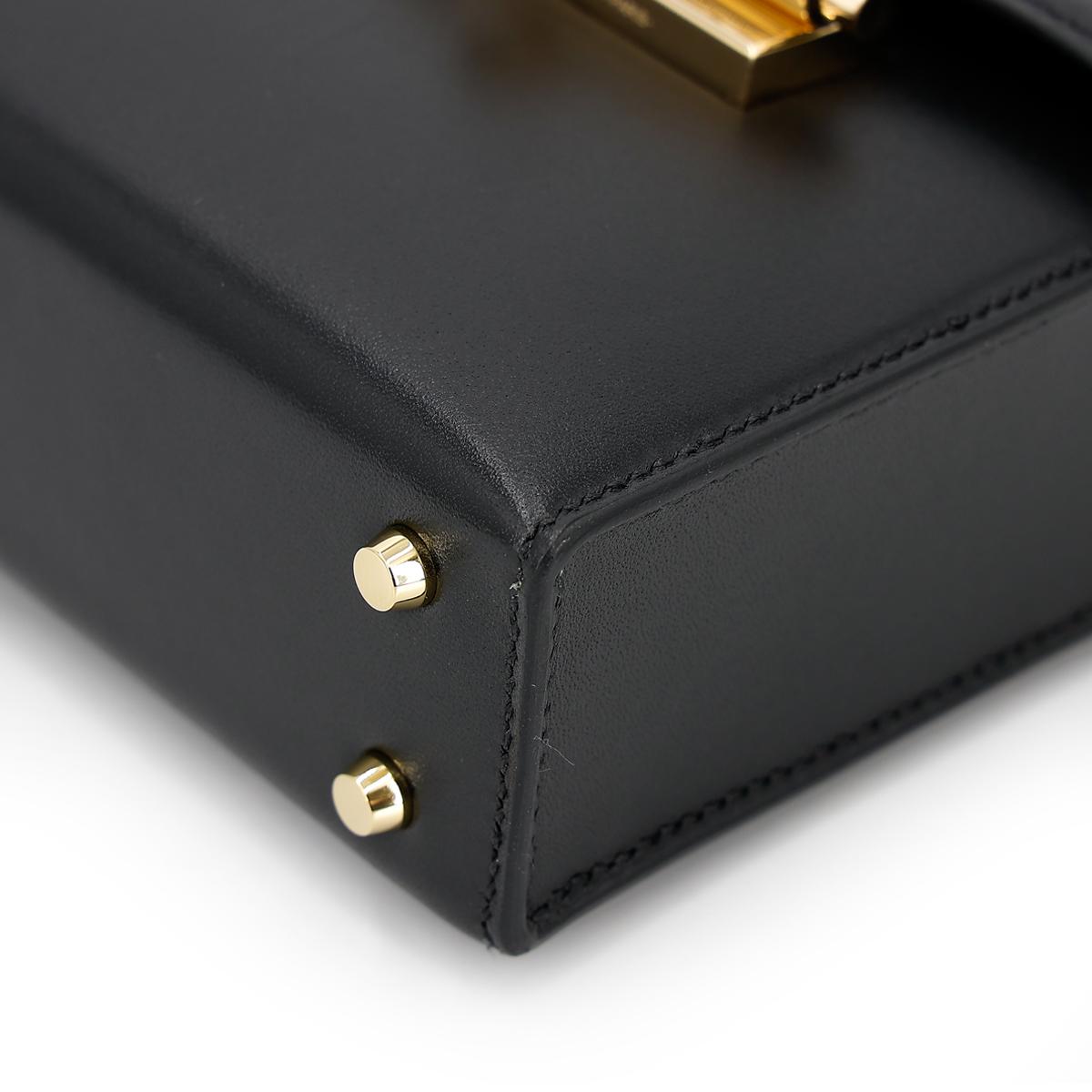 Very Good ( Rank A) HERMÈS Verrou Mini Black (89) Tadelakt Permabrass hardware Z (2021) - 9