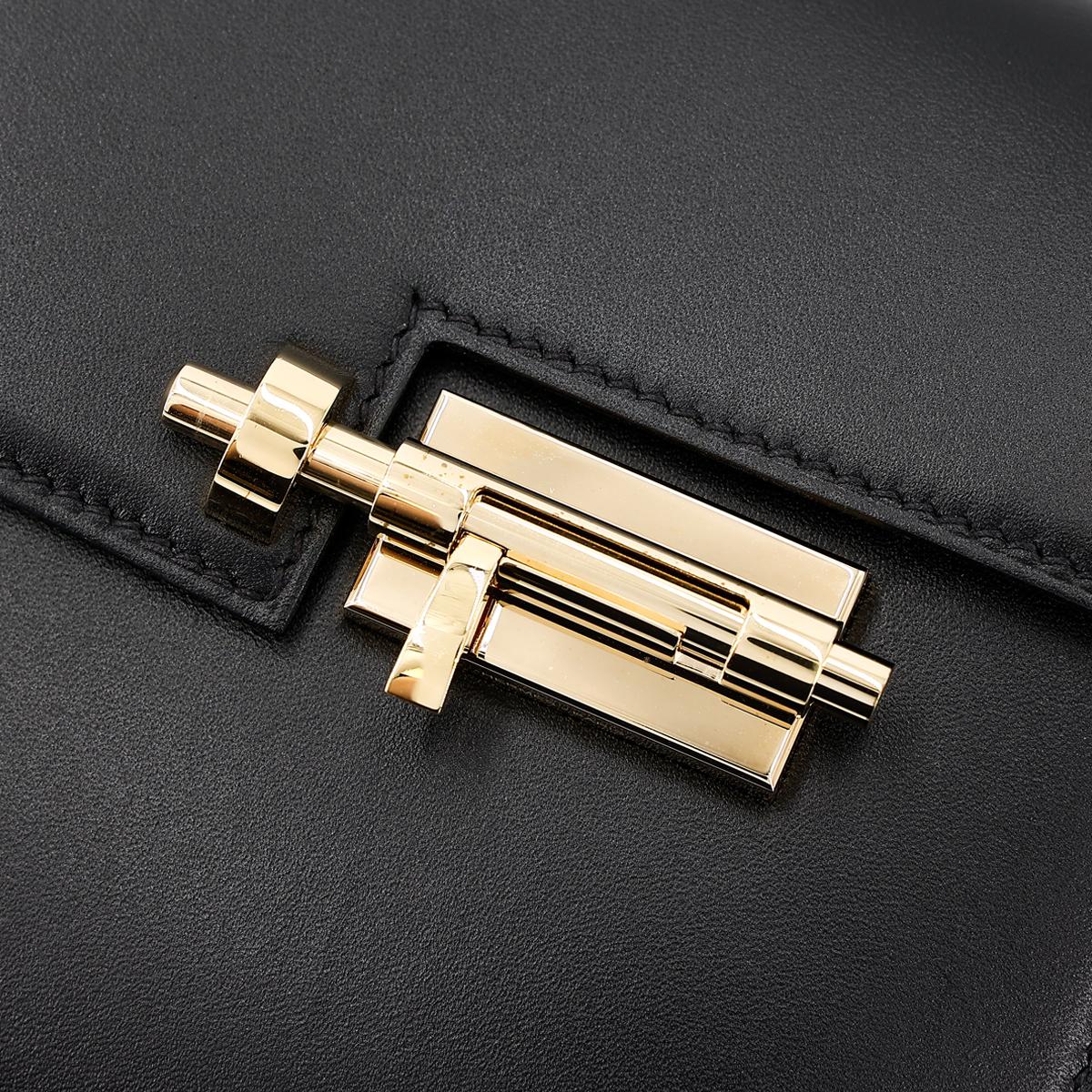 Very Good ( Rank A) HERMÈS Verrou Mini Black (89) Tadelakt Permabrass hardware Z (2021) - 12