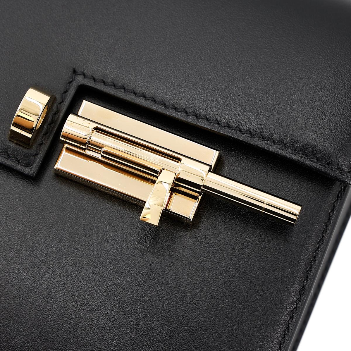 Very Good ( Rank A) HERMÈS Verrou Mini Black (89) Tadelakt Permabrass hardware Z (2021) - 13