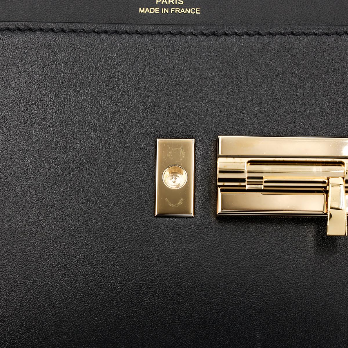 Very Good ( Rank A) HERMÈS Verrou Mini Black (89) Tadelakt Permabrass hardware Z (2021) - 14