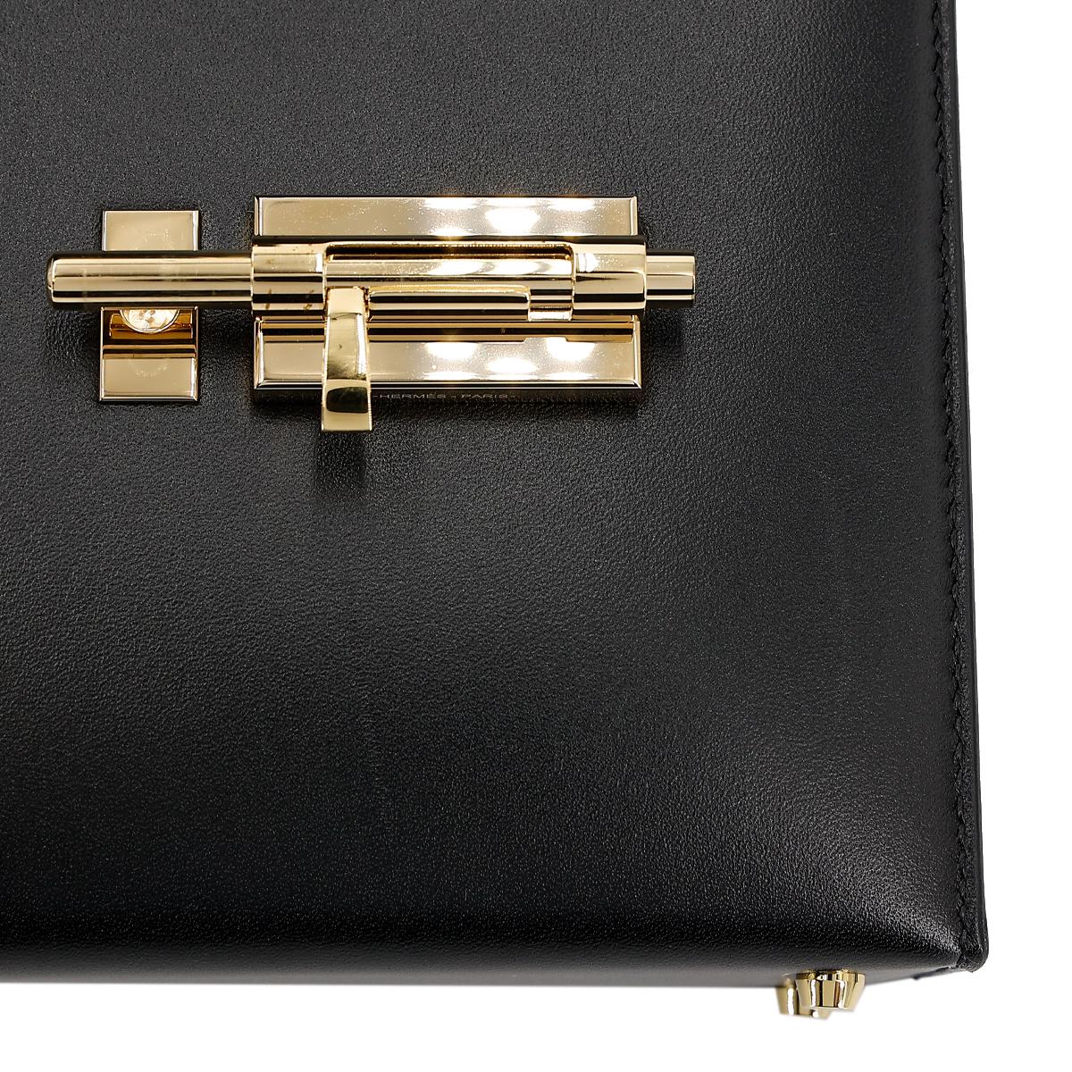 Very Good ( Rank A) HERMÈS Verrou Mini Black (89) Tadelakt Permabrass hardware Z (2021) - 15