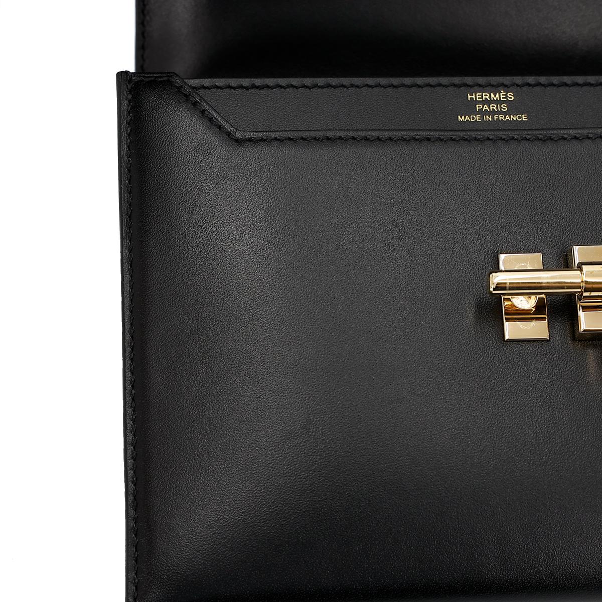 Very Good ( Rank A) HERMÈS Verrou Mini Black (89) Tadelakt Permabrass hardware Z (2021) - 19