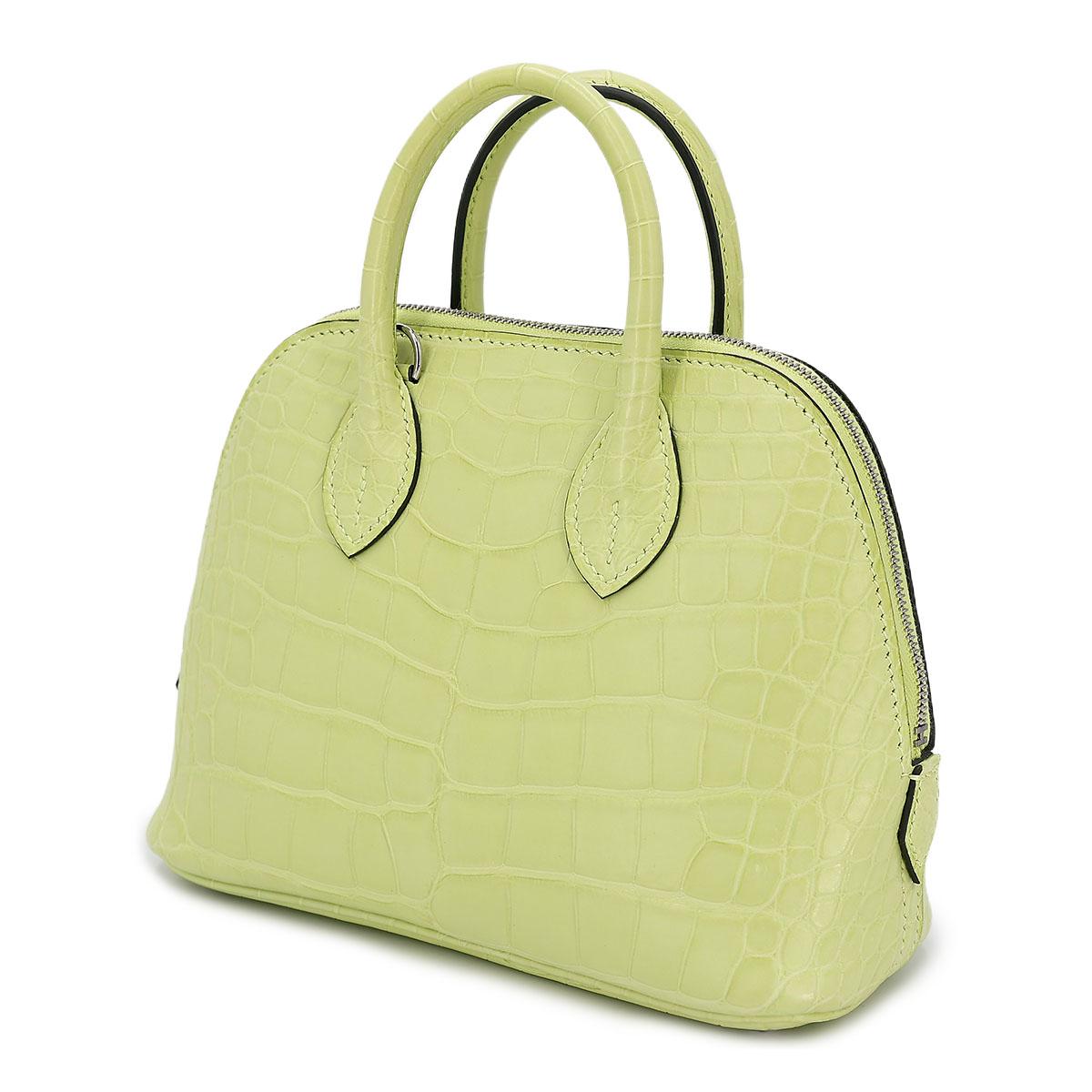 Brand New ( Rank N ) HERMÈS Mini Bolide 1923 Jaune Bourgeon (R9) Matte Alligator Palladium hardware B (2023) - 2