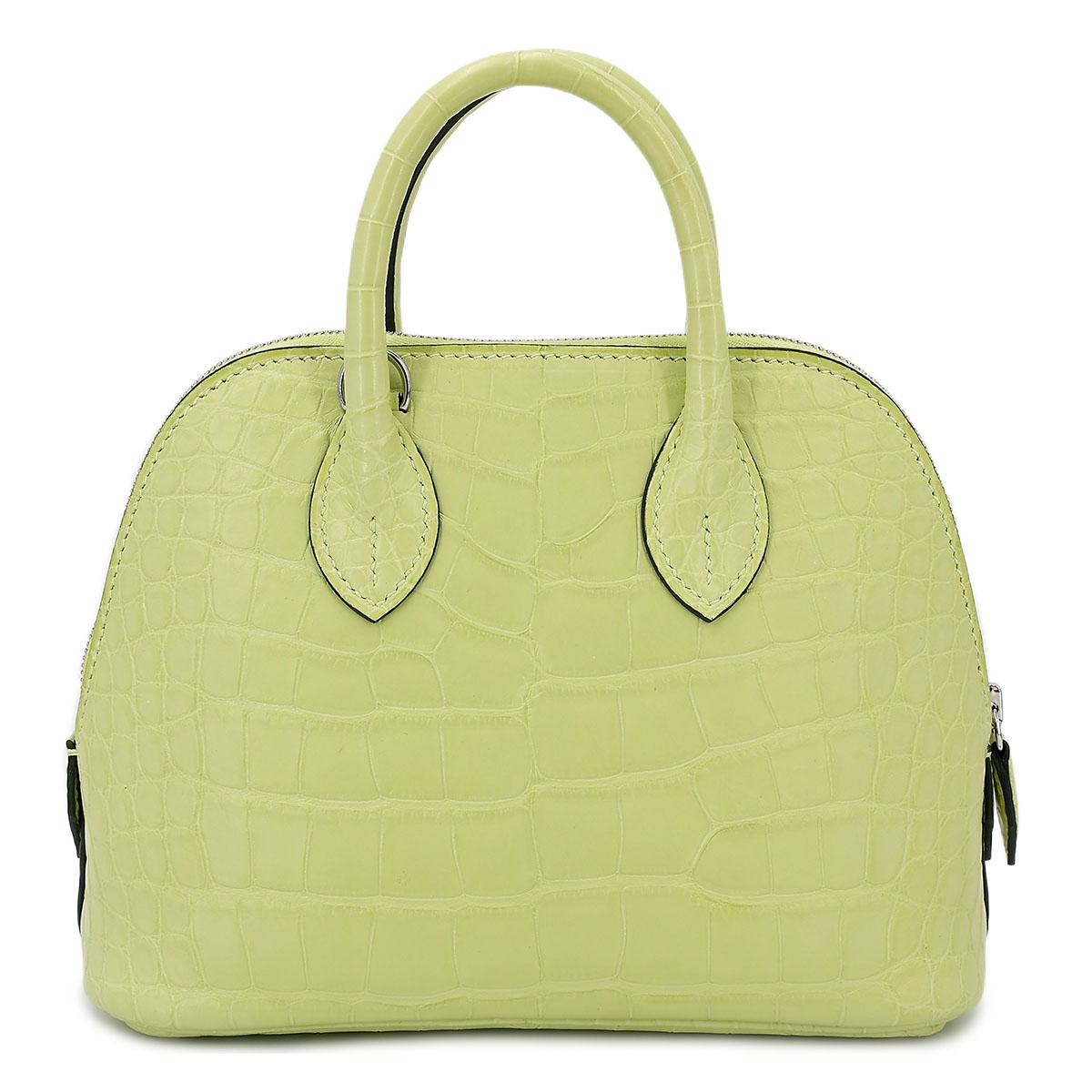 Brand New ( Rank N ) HERMÈS Mini Bolide 1923 Jaune Bourgeon (R9) Matte Alligator Palladium hardware B (2023) - 3