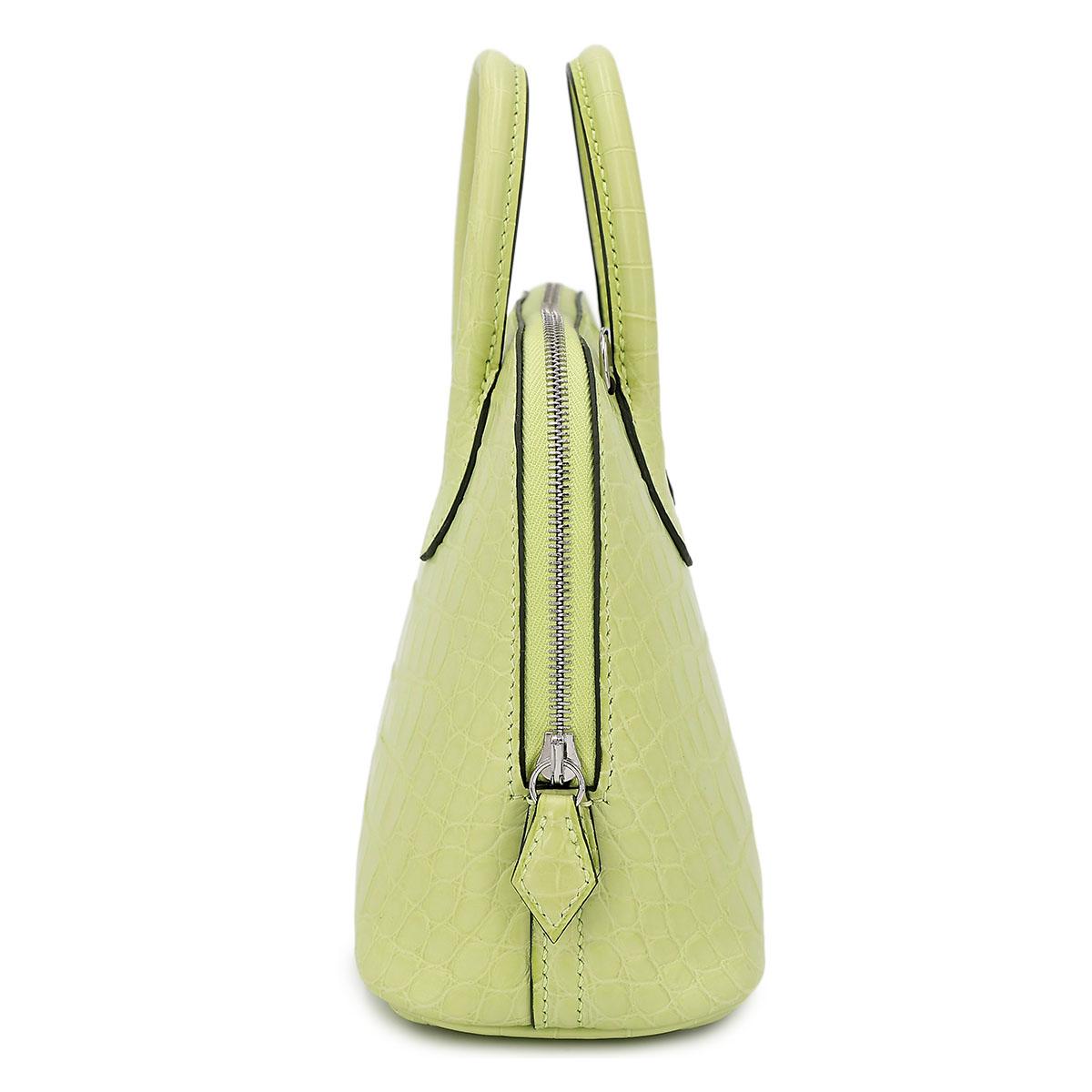 Brand New ( Rank N ) HERMÈS Mini Bolide 1923 Jaune Bourgeon (R9) Matte Alligator Palladium hardware B (2023) - 5