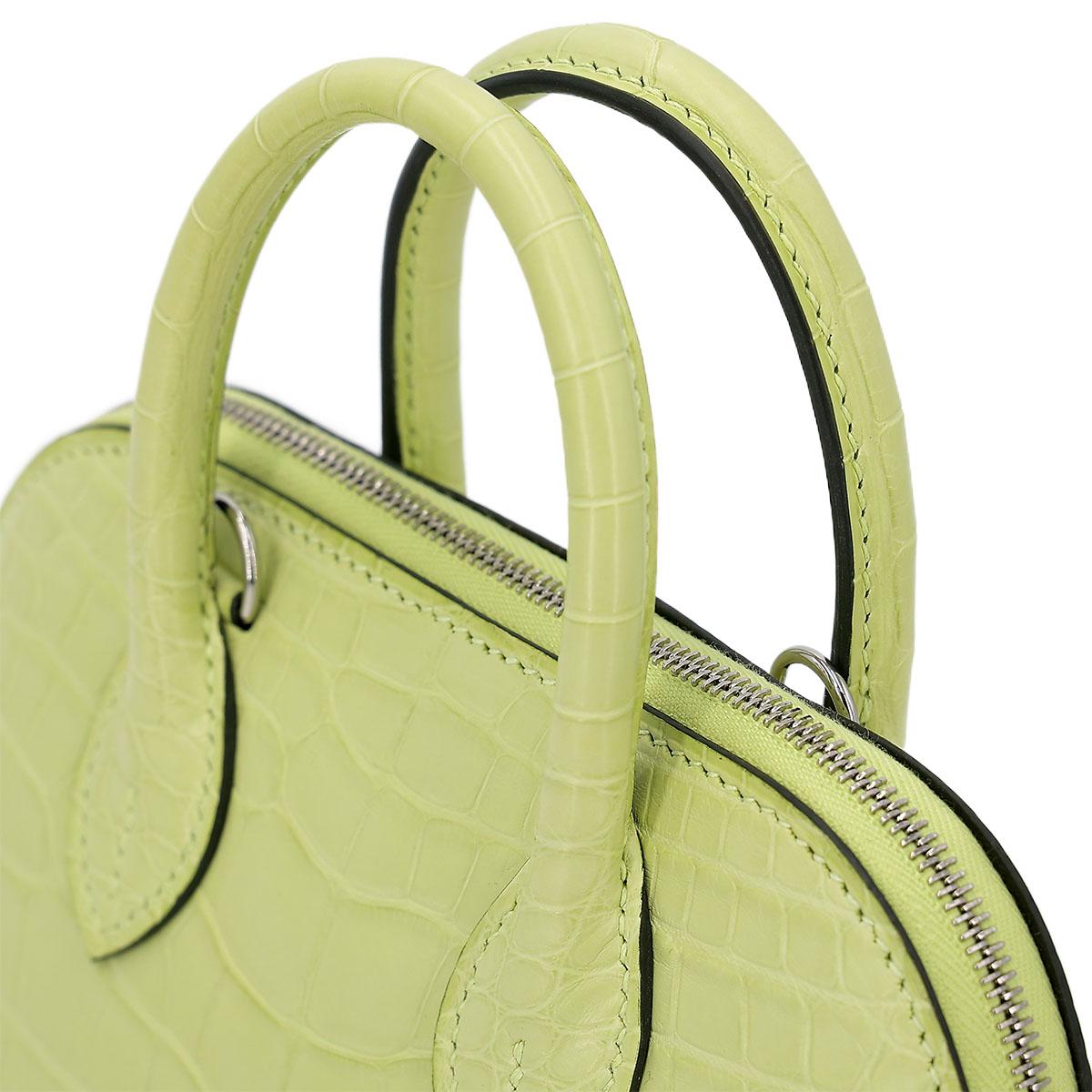 Brand New ( Rank N ) HERMÈS Mini Bolide 1923 Jaune Bourgeon (R9) Matte Alligator Palladium hardware B (2023) - 6