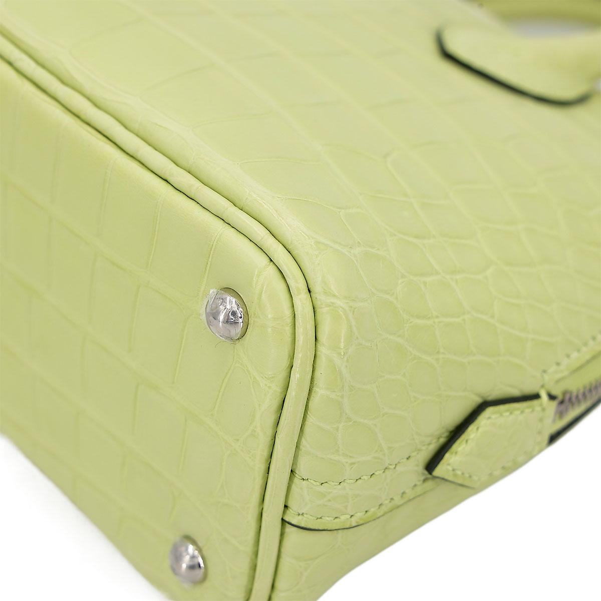 Brand New ( Rank N ) HERMÈS Mini Bolide 1923 Jaune Bourgeon (R9) Matte Alligator Palladium hardware B (2023) - 11