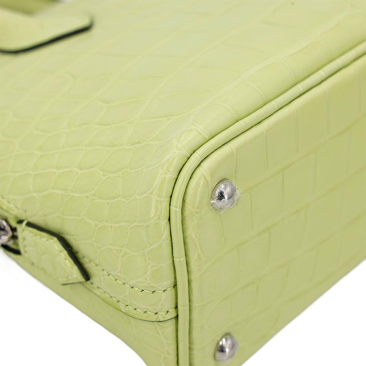 Brand New ( Rank N ) HERMÈS Mini Bolide 1923 Jaune Bourgeon (R9) Matte Alligator Palladium hardware B (2023) - 8