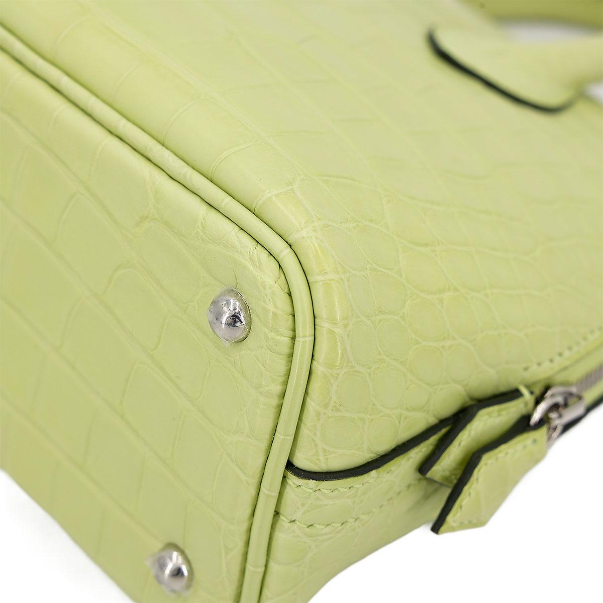 Brand New ( Rank N ) HERMÈS Mini Bolide 1923 Jaune Bourgeon (R9) Matte Alligator Palladium hardware B (2023) - 9