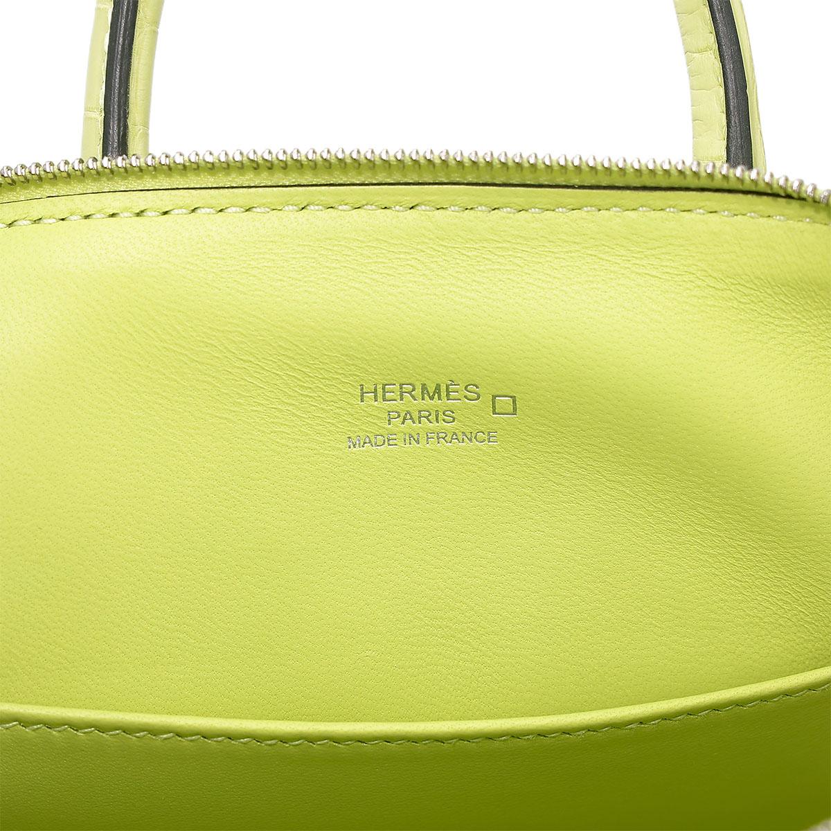 Brand New ( Rank N ) HERMÈS Mini Bolide 1923 Jaune Bourgeon (R9) Matte Alligator Palladium hardware B (2023) - 12