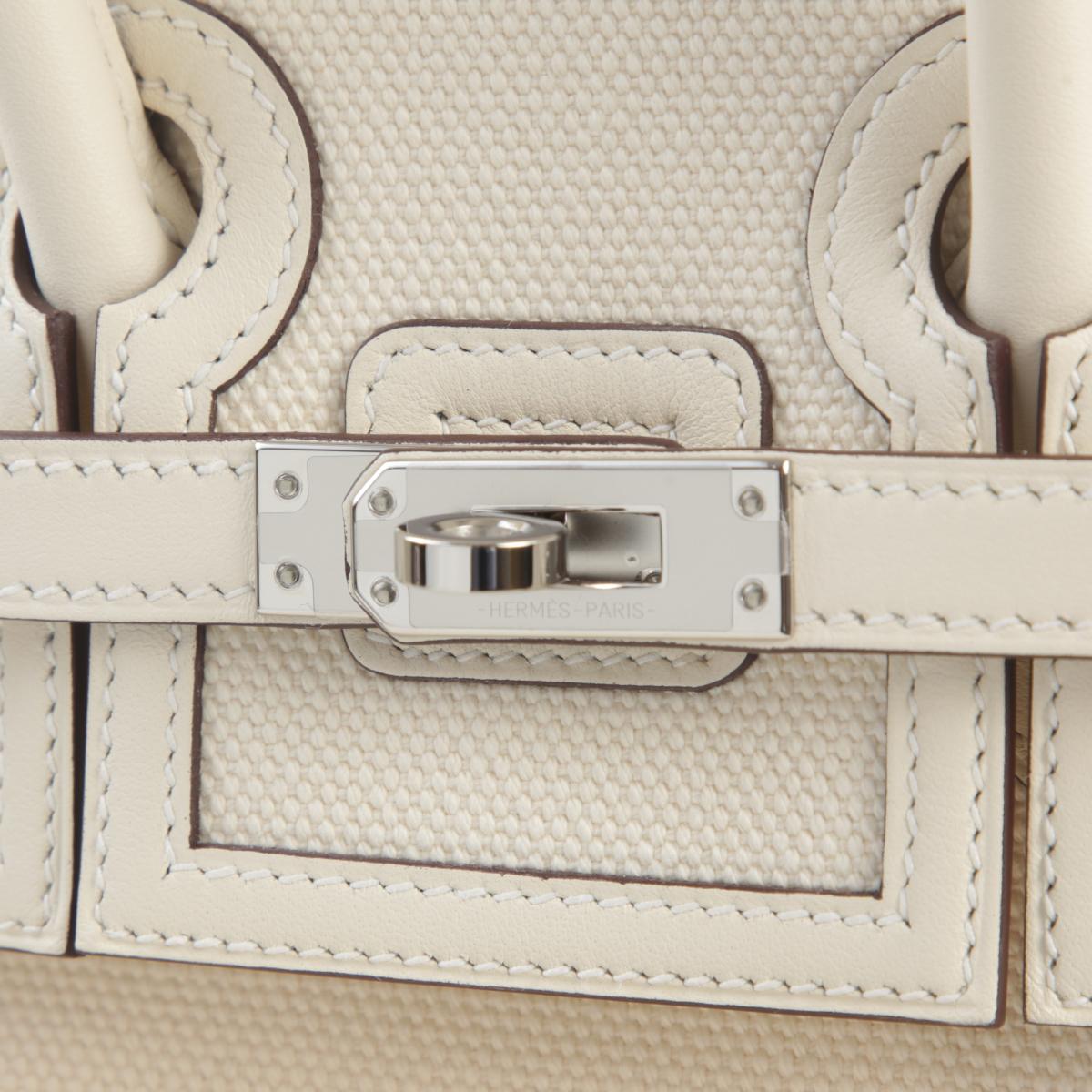 Unused ( Rank NS ) HERMÈS Limited Edition Birkin Cargo 25 Nata (I2) Swift Toile H Palladium hardware Z (2021) - 13