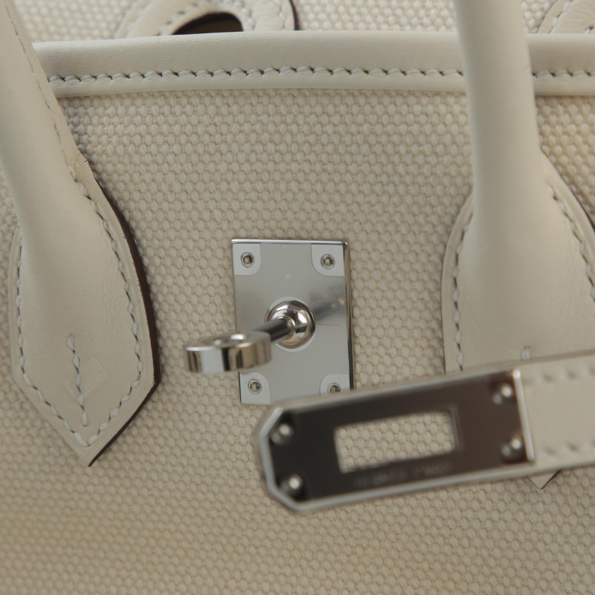 Unused ( Rank NS ) HERMÈS Limited Edition Birkin Cargo 25 Nata (I2) Swift Toile H Palladium hardware Z (2021) - 7