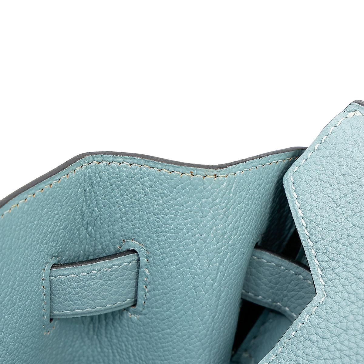 Very Good ( Rank A) HERMÈS Birkin 35 Ciel (7G) Clemence Palladium hardware Square M (2009) - 26