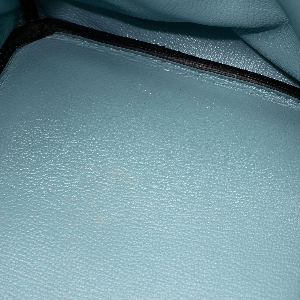 Very Good ( Rank A) HERMÈS Birkin 35 Ciel (7G) Clemence Palladium hardware Square M (2009) - 20