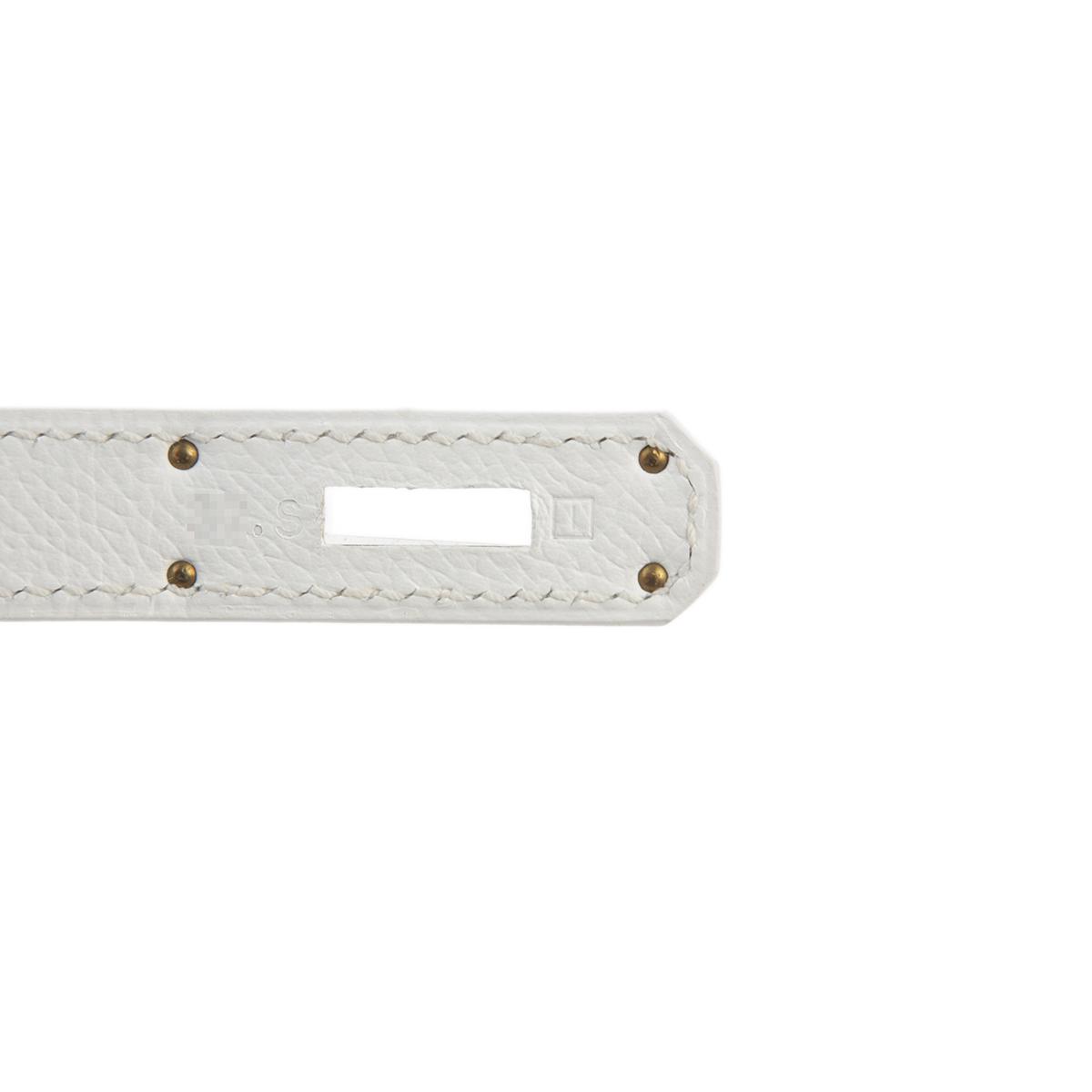 Excellent ( Rank SA ) HERMÈS Kelly 32 White (01) Epsom Gold hardware Square I (2005) - 10