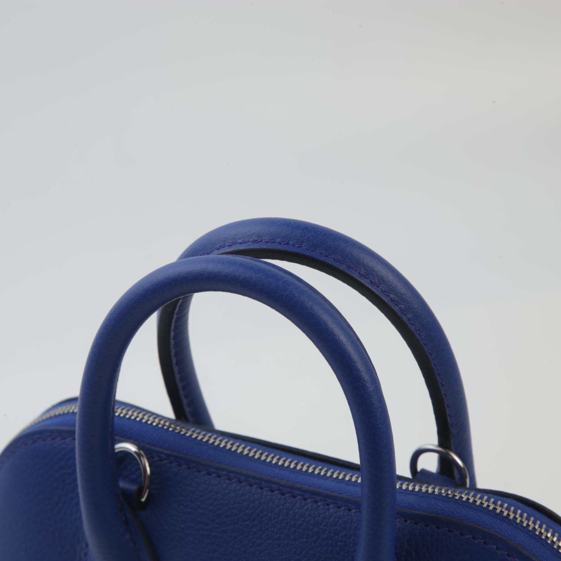 Excellent ( Rank SA ) HERMÈS Mini Bolide 1923 Fauve (34) Bleu Royal (O8) Evercolor Palladium hardware U (2022) - 3