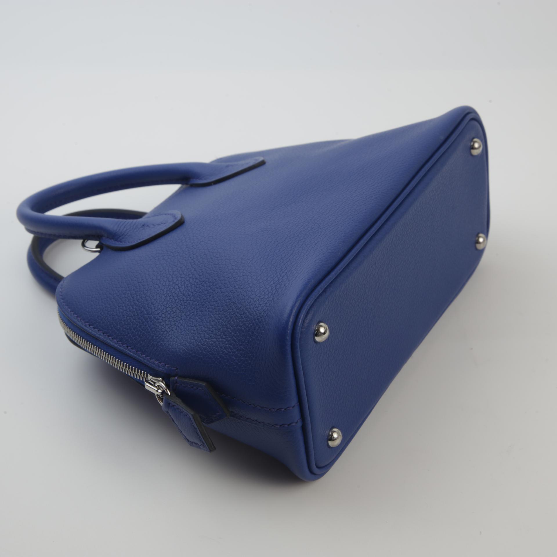 Excellent ( Rank SA ) HERMÈS Mini Bolide 1923 Fauve (34) Bleu Royal (O8) Evercolor Palladium hardware U (2022) - 4