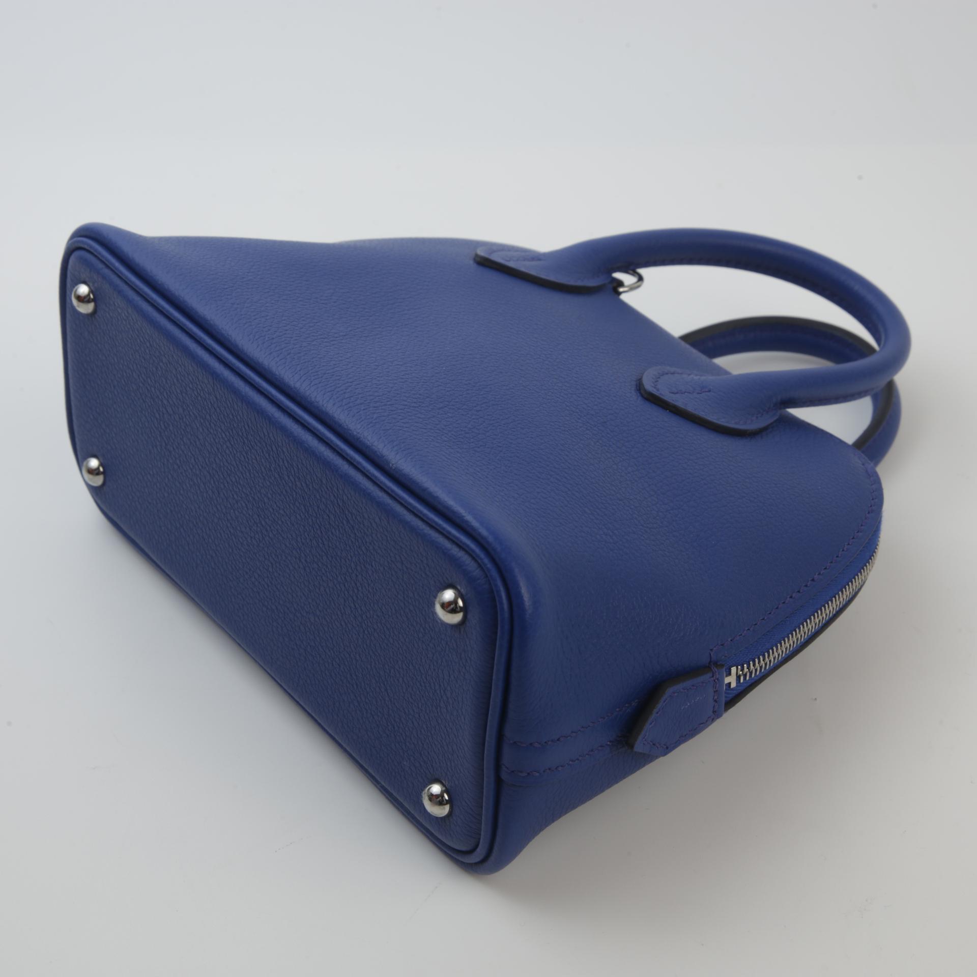 Excellent ( Rank SA ) HERMÈS Mini Bolide 1923 Fauve (34) Bleu Royal (O8) Evercolor Palladium hardware U (2022) - 5