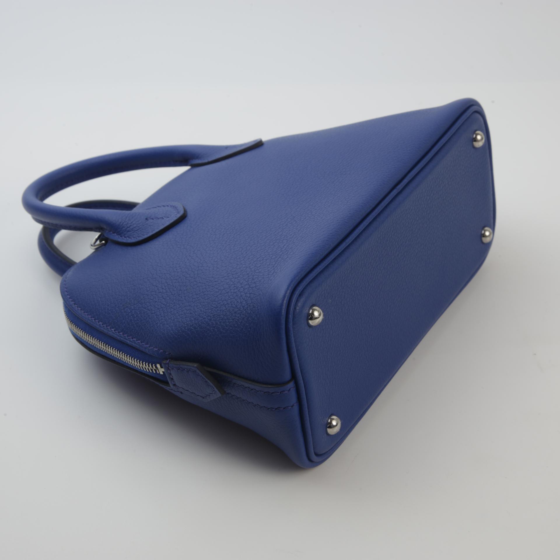Excellent ( Rank SA ) HERMÈS Mini Bolide 1923 Fauve (34) Bleu Royal (O8) Evercolor Palladium hardware U (2022) - 6