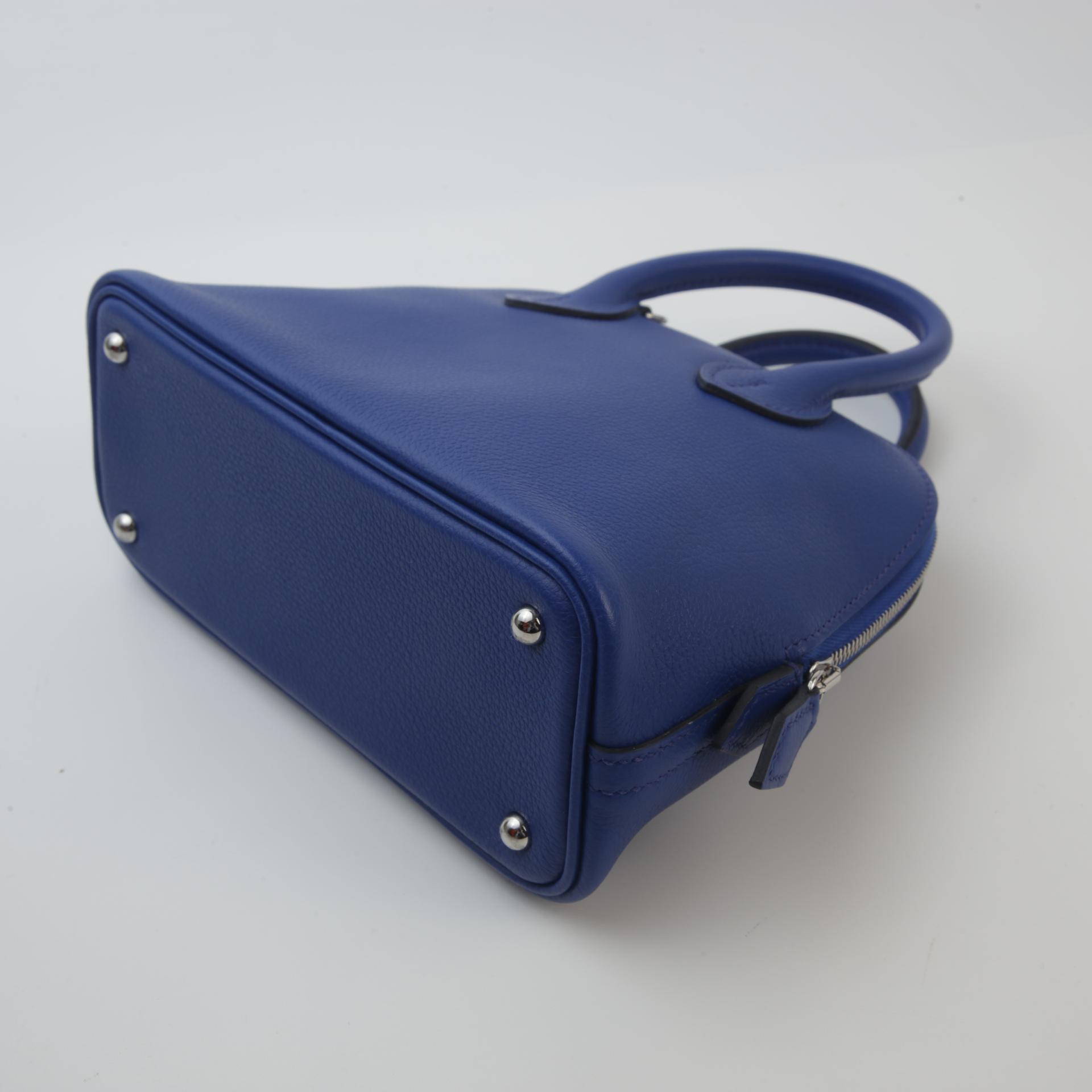 Excellent ( Rank SA ) HERMÈS Mini Bolide 1923 Fauve (34) Bleu Royal (O8) Evercolor Palladium hardware U (2022) - 7