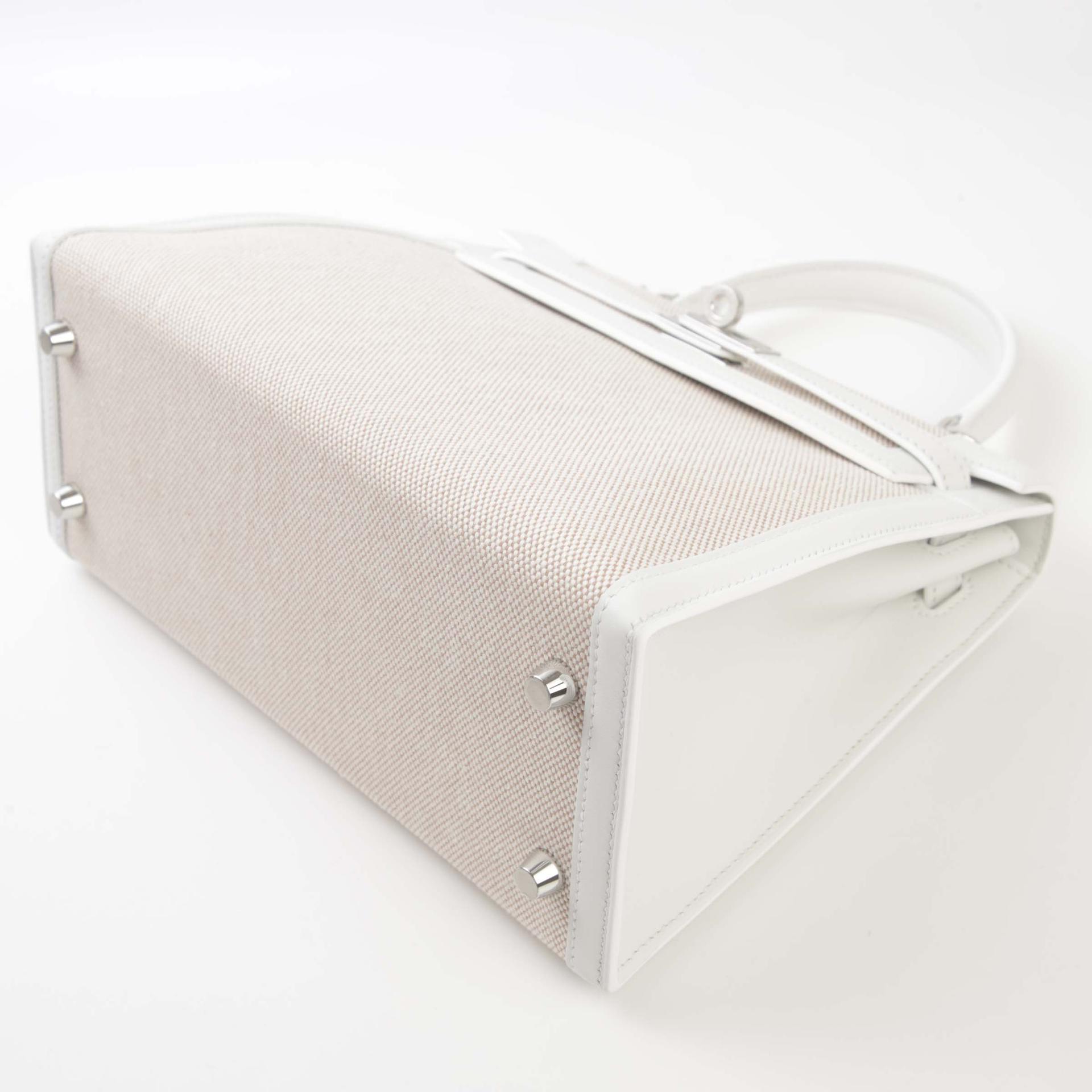 Brand New ( Rank N ) HERMÈS Kelly 25 Sellier New White (0U) Ecru Swift Toile H canvas Palladium hardware W (2024) - 5