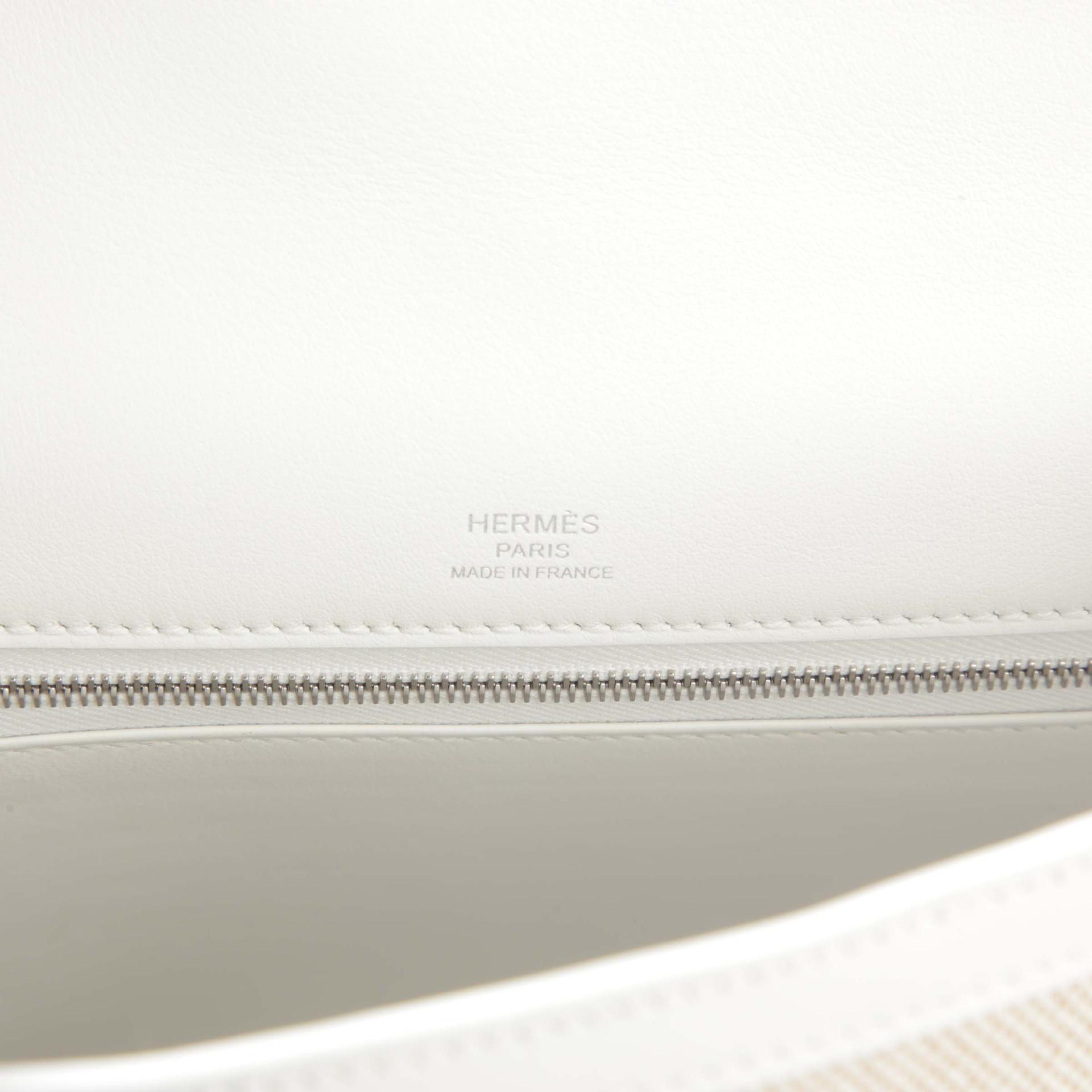 Brand New ( Rank N ) HERMÈS Kelly 25 Sellier New White (0U) Ecru Swift Toile H canvas Palladium hardware W (2024) - 10