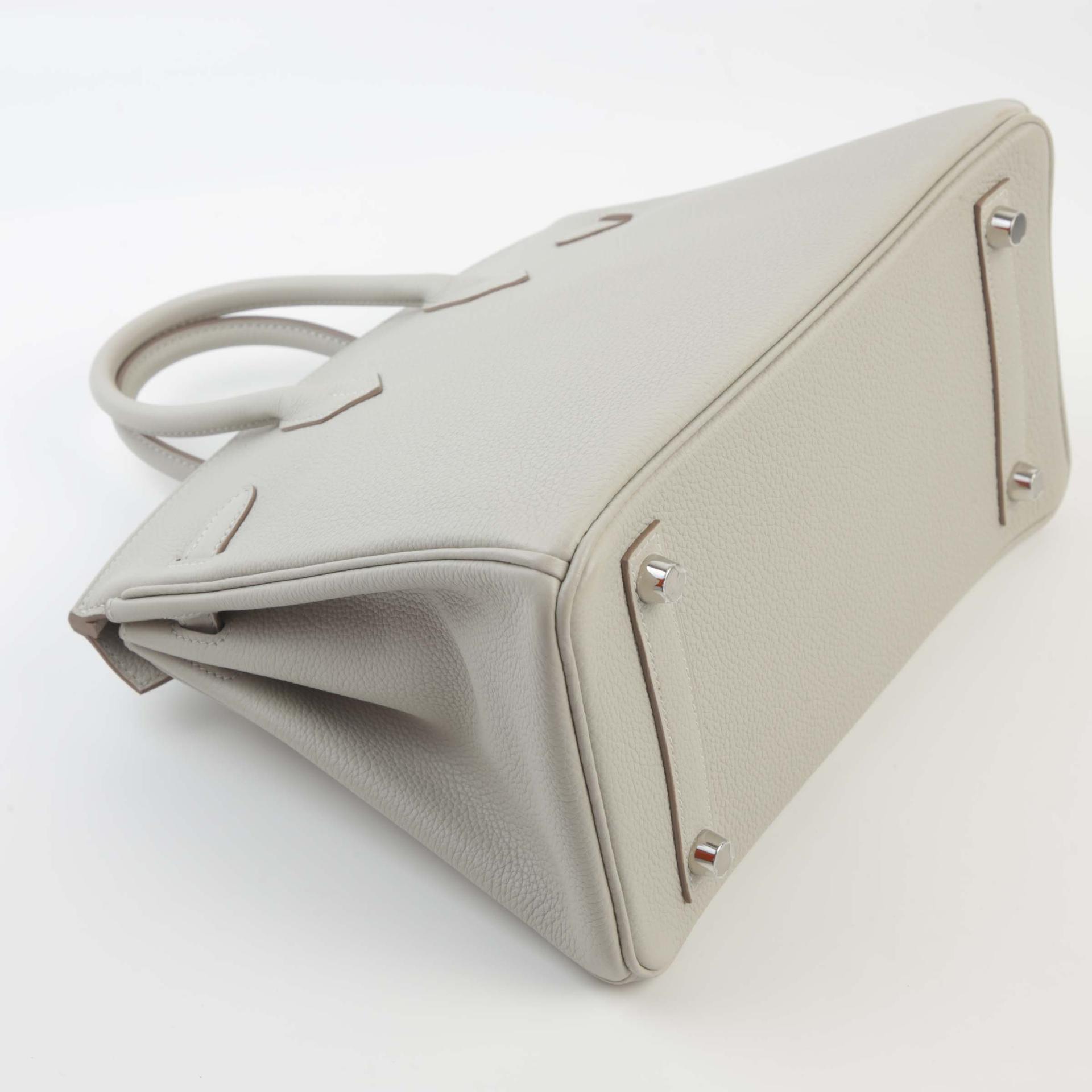 Excellent ( Rank SA ) HERMÈS Birkin 25 Verso Gris Perle (80) Nata (I2) Togo Palladium hardware U (2022) - 6