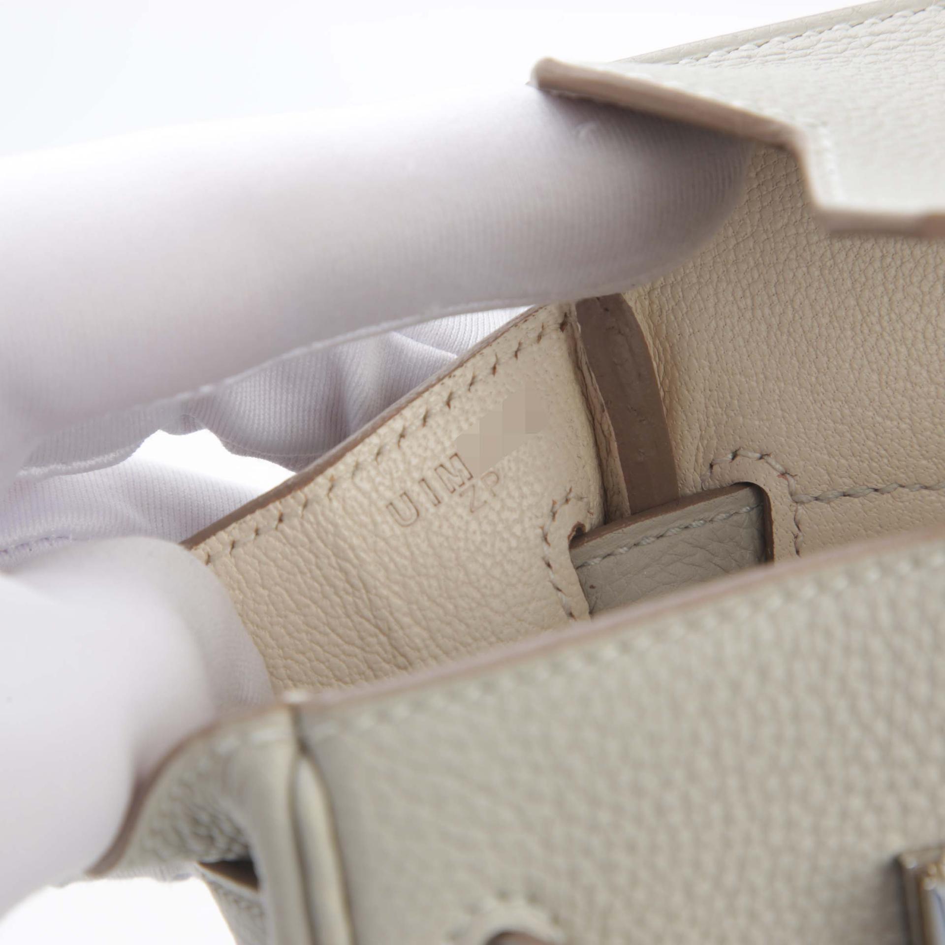 Excellent ( Rank SA ) HERMÈS Birkin 25 Verso Gris Perle (80) Nata (I2) Togo Palladium hardware U (2022) - 13