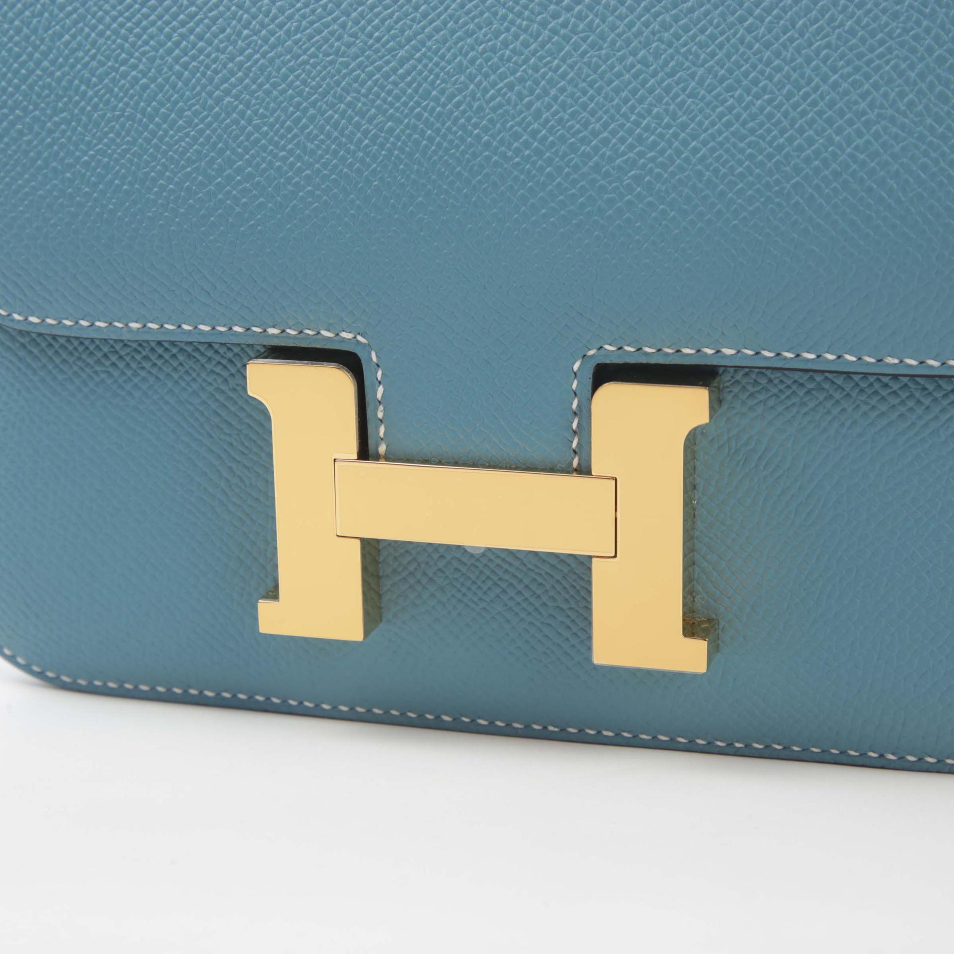 Brand New ( Rank N ) HERMÈS Constance Mini New Bleu Jean (D2) Epsom Gold hardware W (2024) - 8