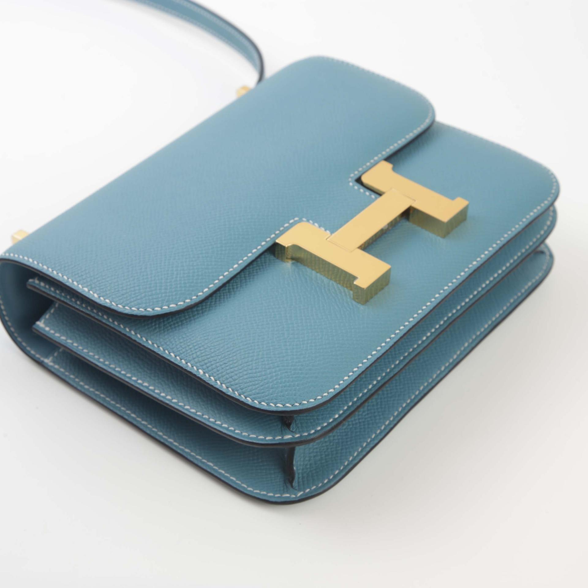 Brand New ( Rank N ) HERMÈS Constance Mini New Bleu Jean (D2) Epsom Gold hardware W (2024) - 4