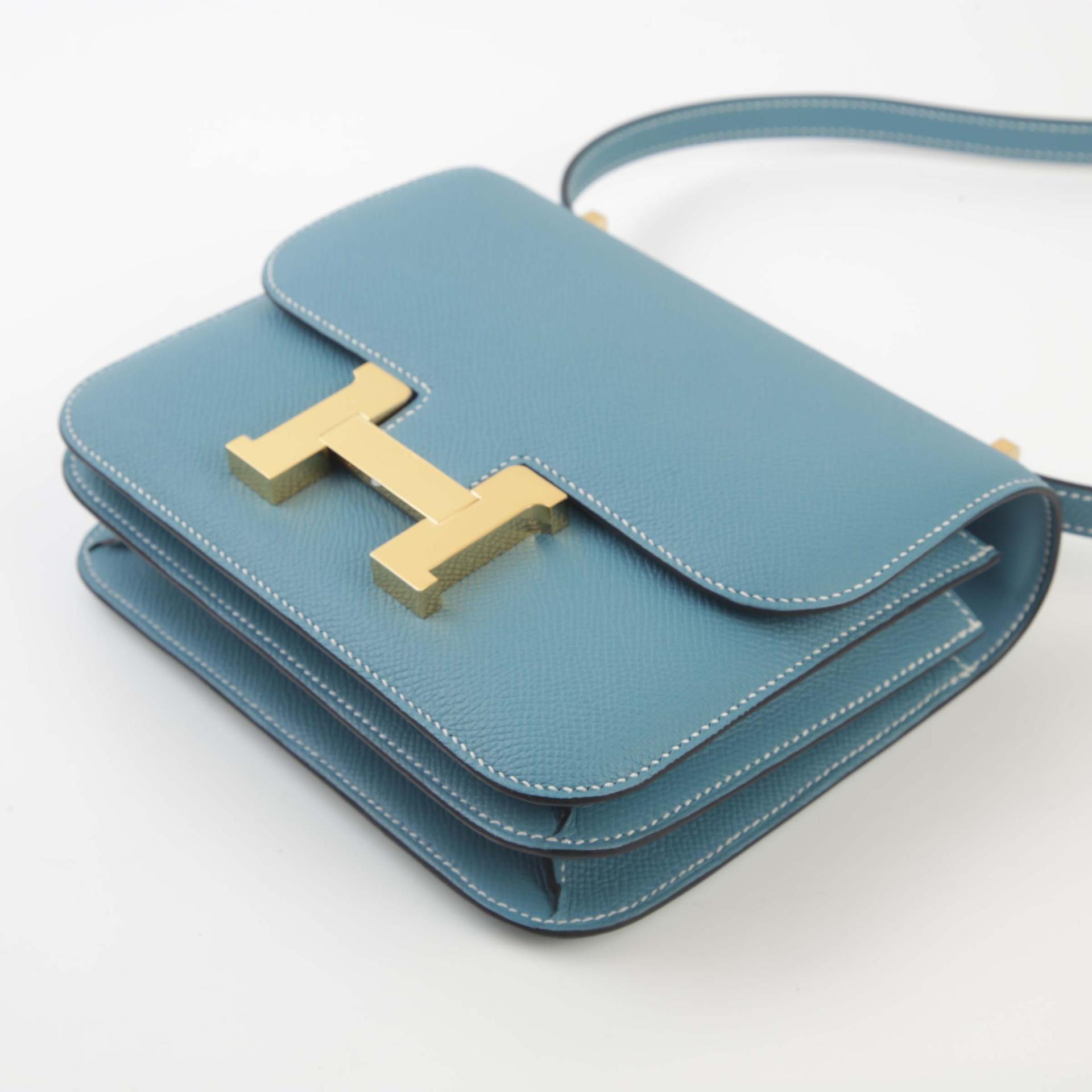 Brand New ( Rank N ) HERMÈS Constance Mini New Bleu Jean (D2) Epsom Gold hardware W (2024) - 5