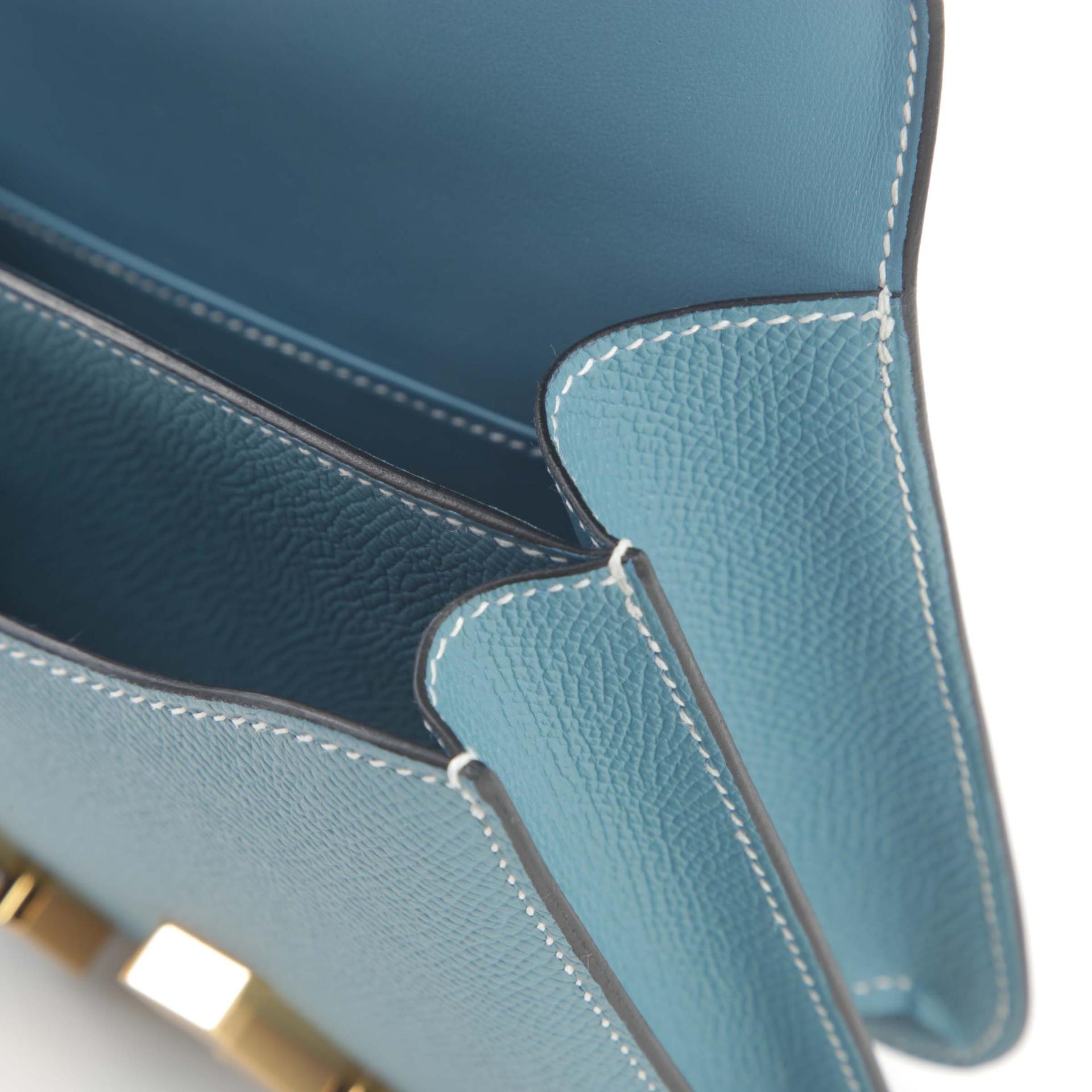 Brand New ( Rank N ) HERMÈS Constance Mini New Bleu Jean (D2) Epsom Gold hardware W (2024) - 14