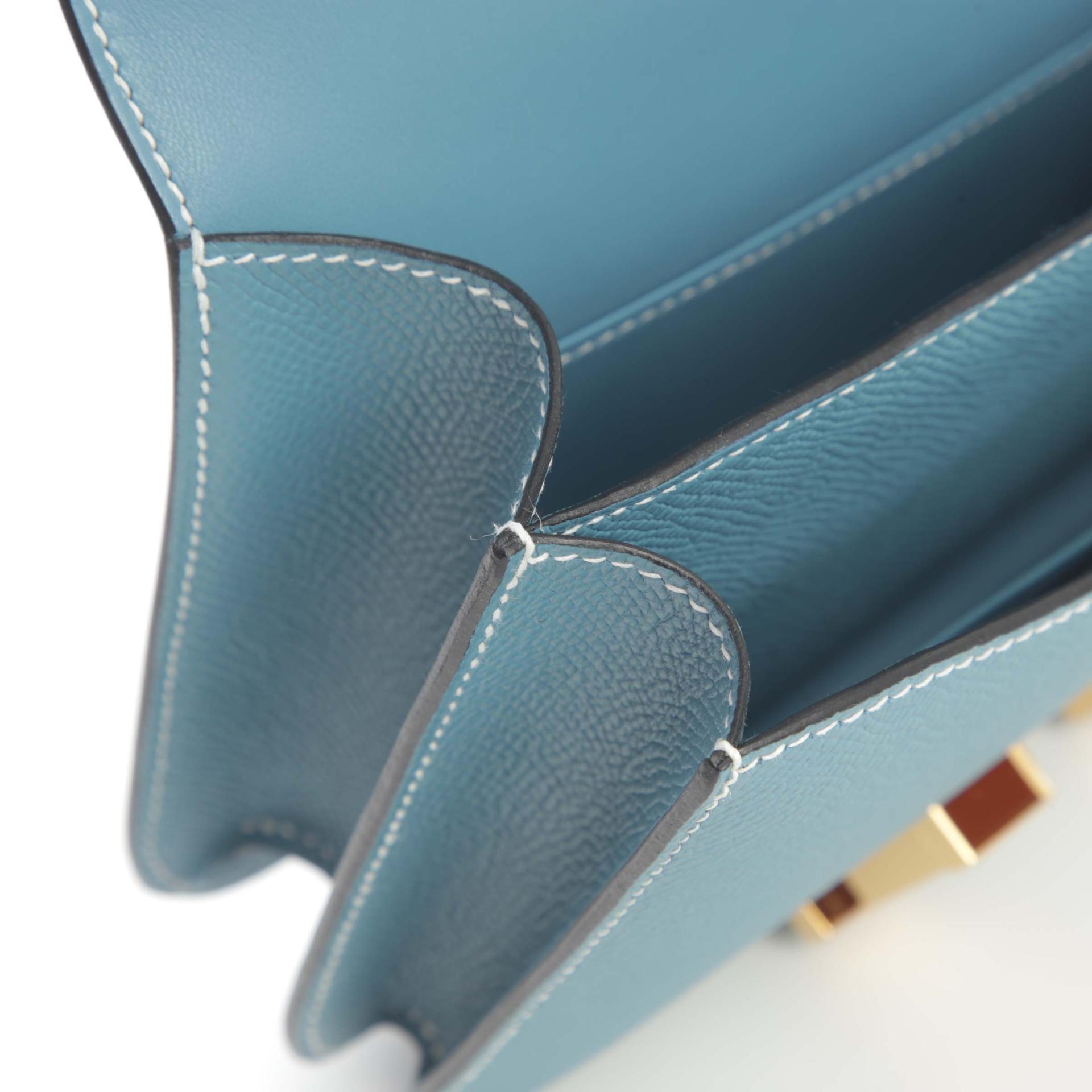 Brand New ( Rank N ) HERMÈS Constance Mini New Bleu Jean (D2) Epsom Gold hardware W (2024) - 15
