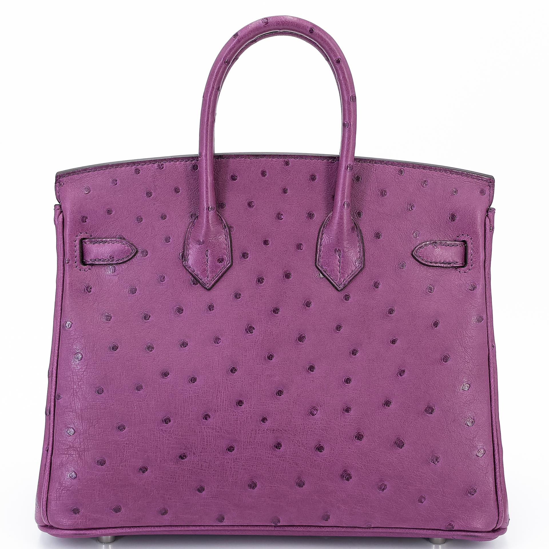Brand New ( Rank N ) HERMÈS Birkin 25 Anemone (P9) Ostrich Palladium hardware W (2024) - 2