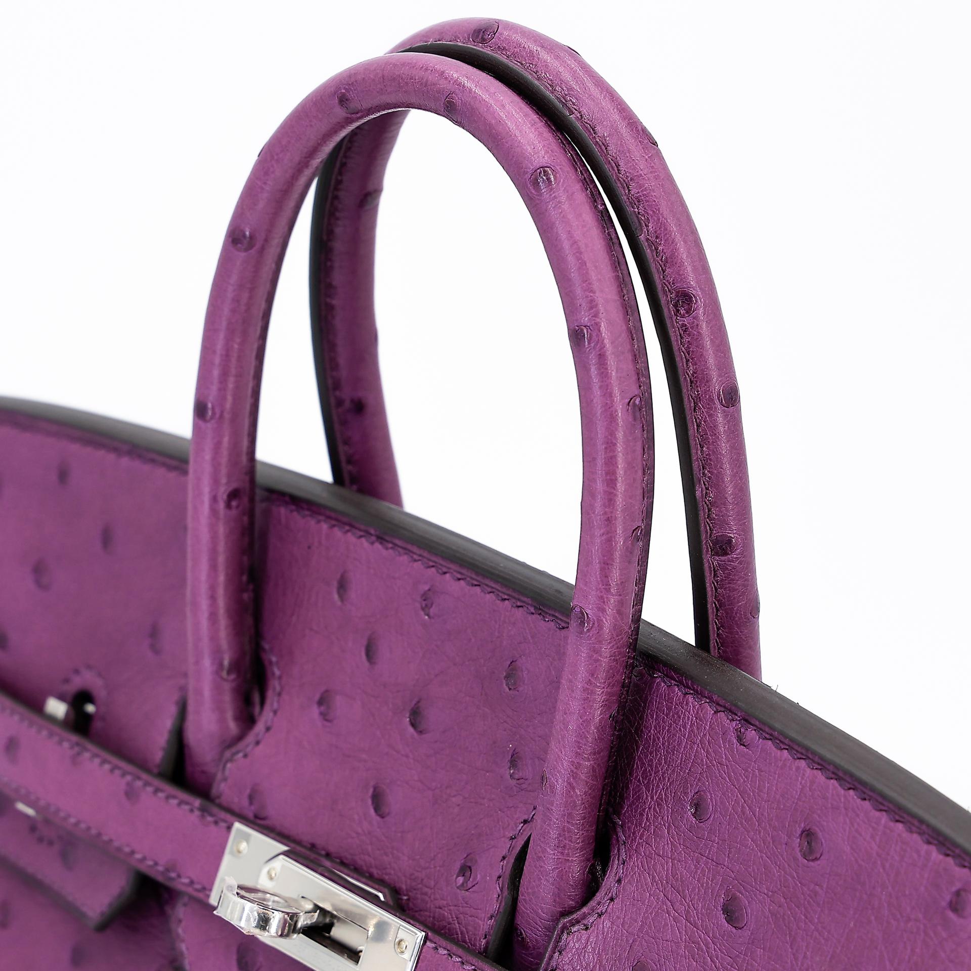 Brand New ( Rank N ) HERMÈS Birkin 25 Anemone (P9) Ostrich Palladium hardware W (2024) - 3