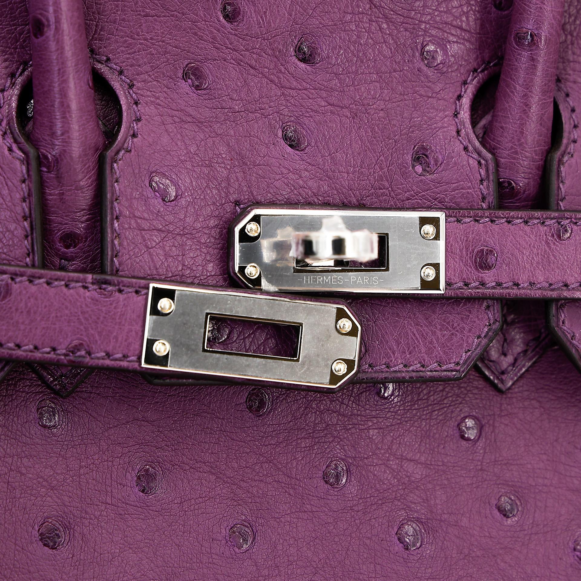 Brand New ( Rank N ) HERMÈS Birkin 25 Anemone (P9) Ostrich Palladium hardware W (2024) - 8